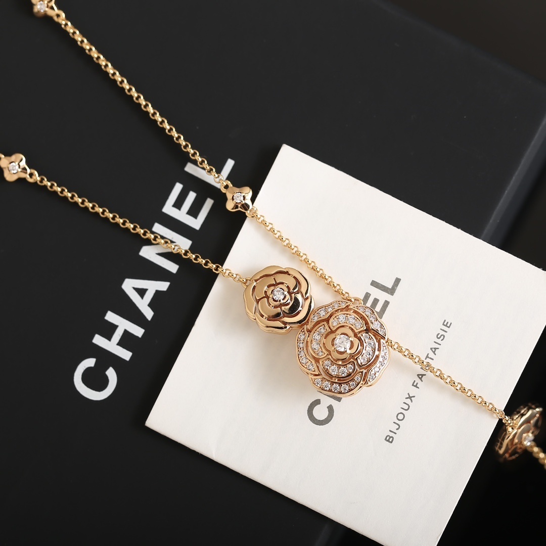 Chanel Camellia Long Y-Necklace Luxury Floral Jewelry for Women