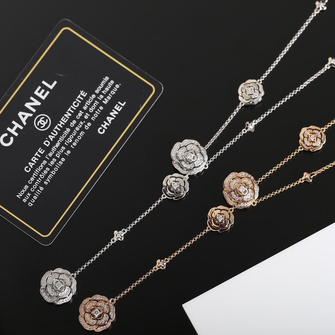 Chanel Camellia Long Y-Necklace Luxury Floral Jewelry for Women