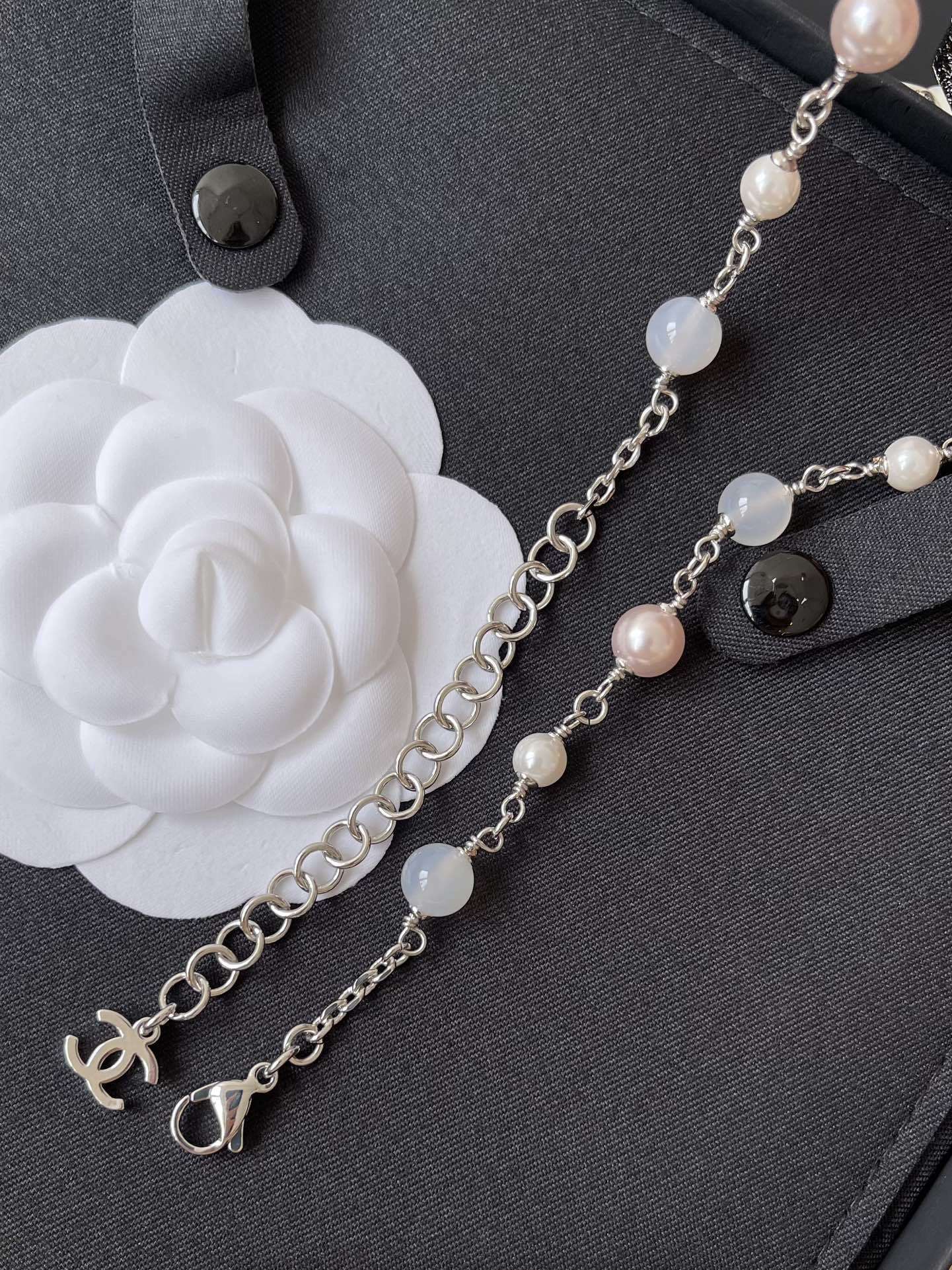 Chanel 2024/25 Butterfly Necklace - Pink Pearls & Crystals CC Logo