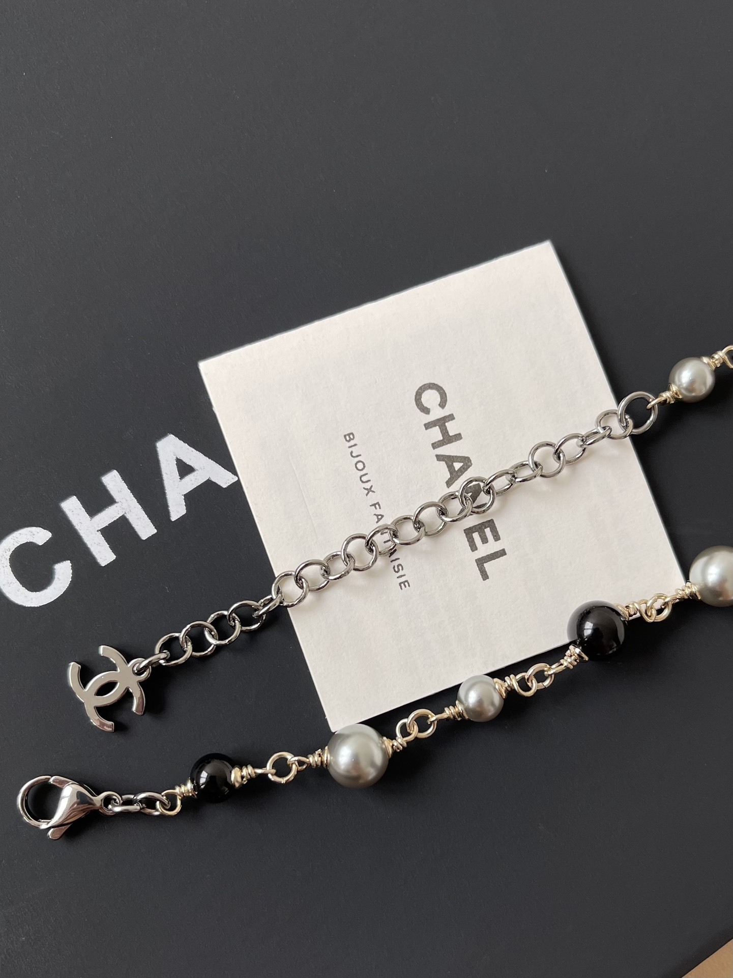 Chanel Silver Pearl CC Necklace & Crystal Butterfly Stud Earrings