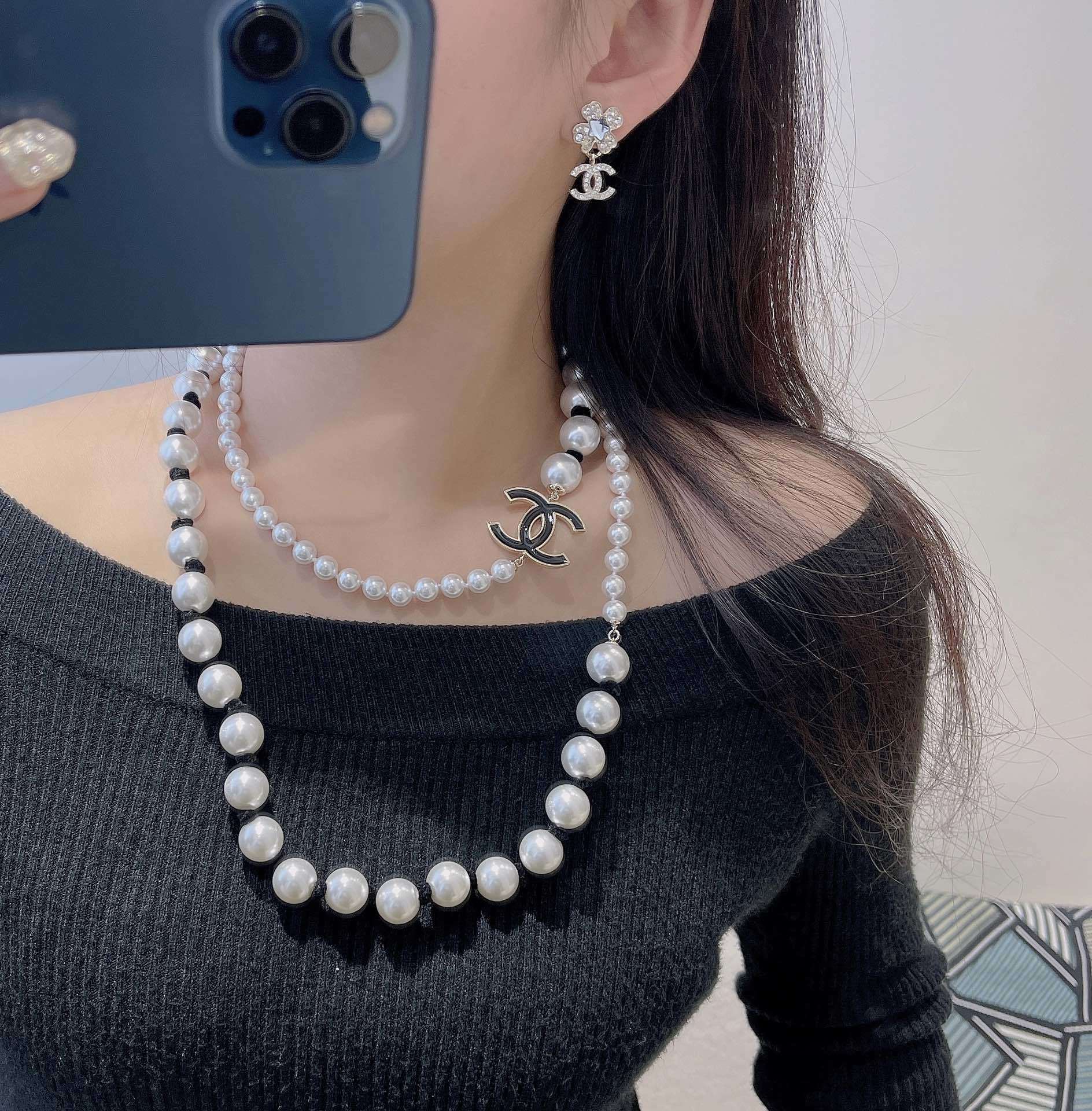 Chanel 2025 Cruise Long Pearl Necklace with Gold-Tone CC Logo