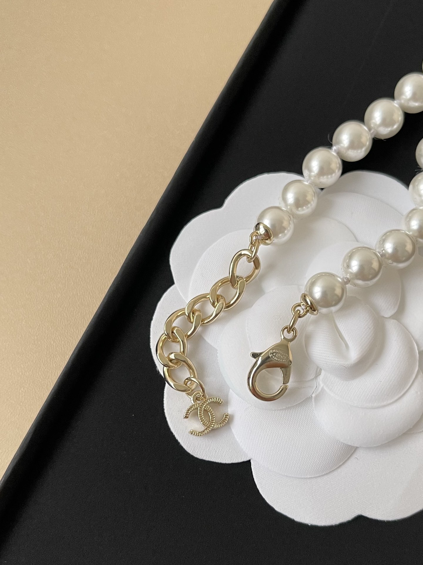 Chanel 2025 Cruise Long Pearl Necklace with Gold-Tone CC Logo