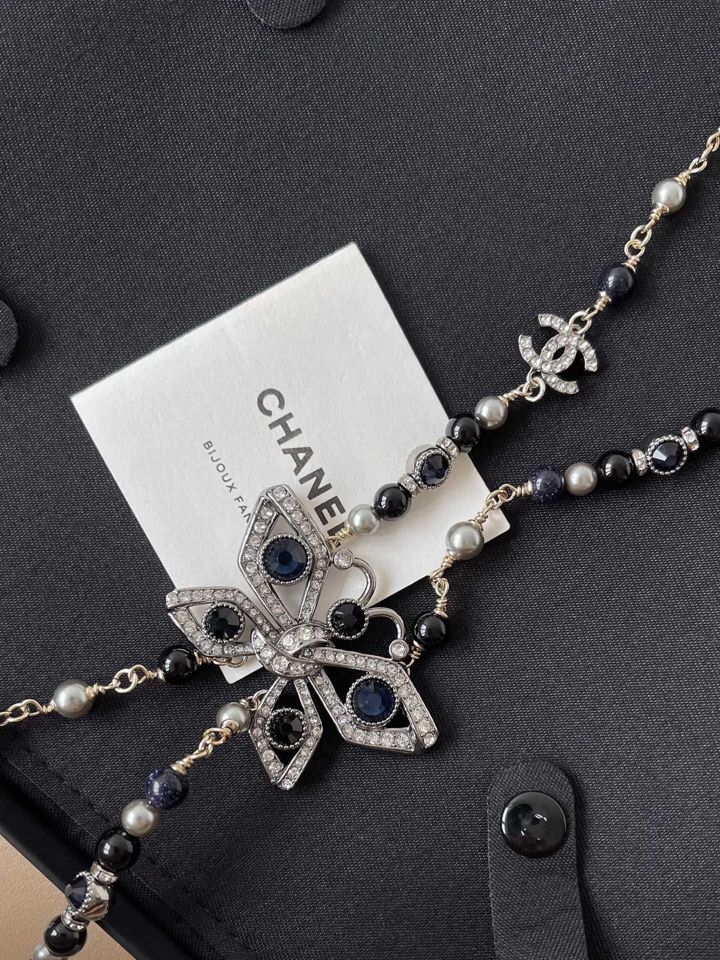 Chanel 2024/25 Butterfly Pearl & Rhinestone Long Necklace