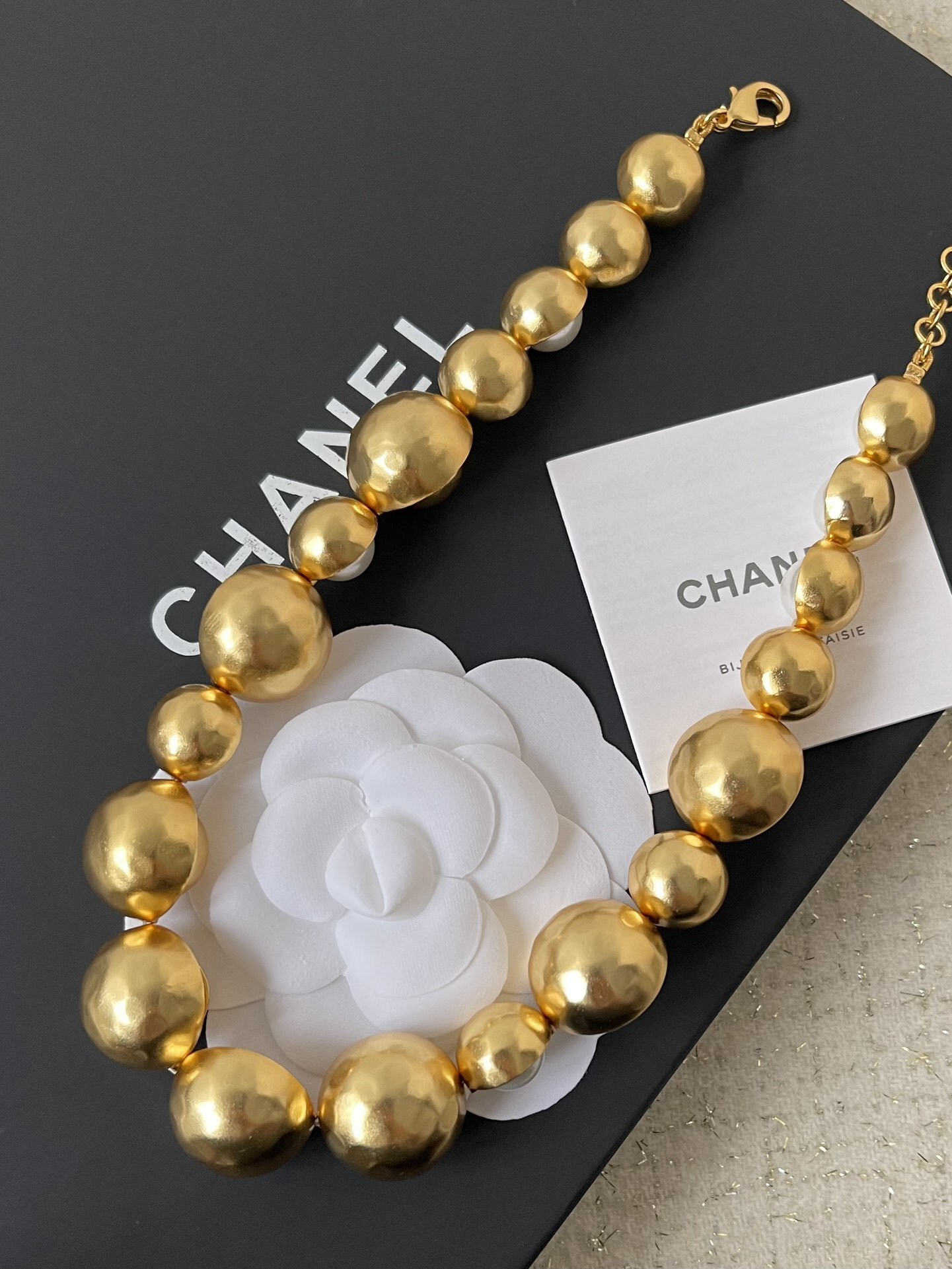 Chanel 2024/25 Gold Tone Metal & Faux Pearl Choker Necklace