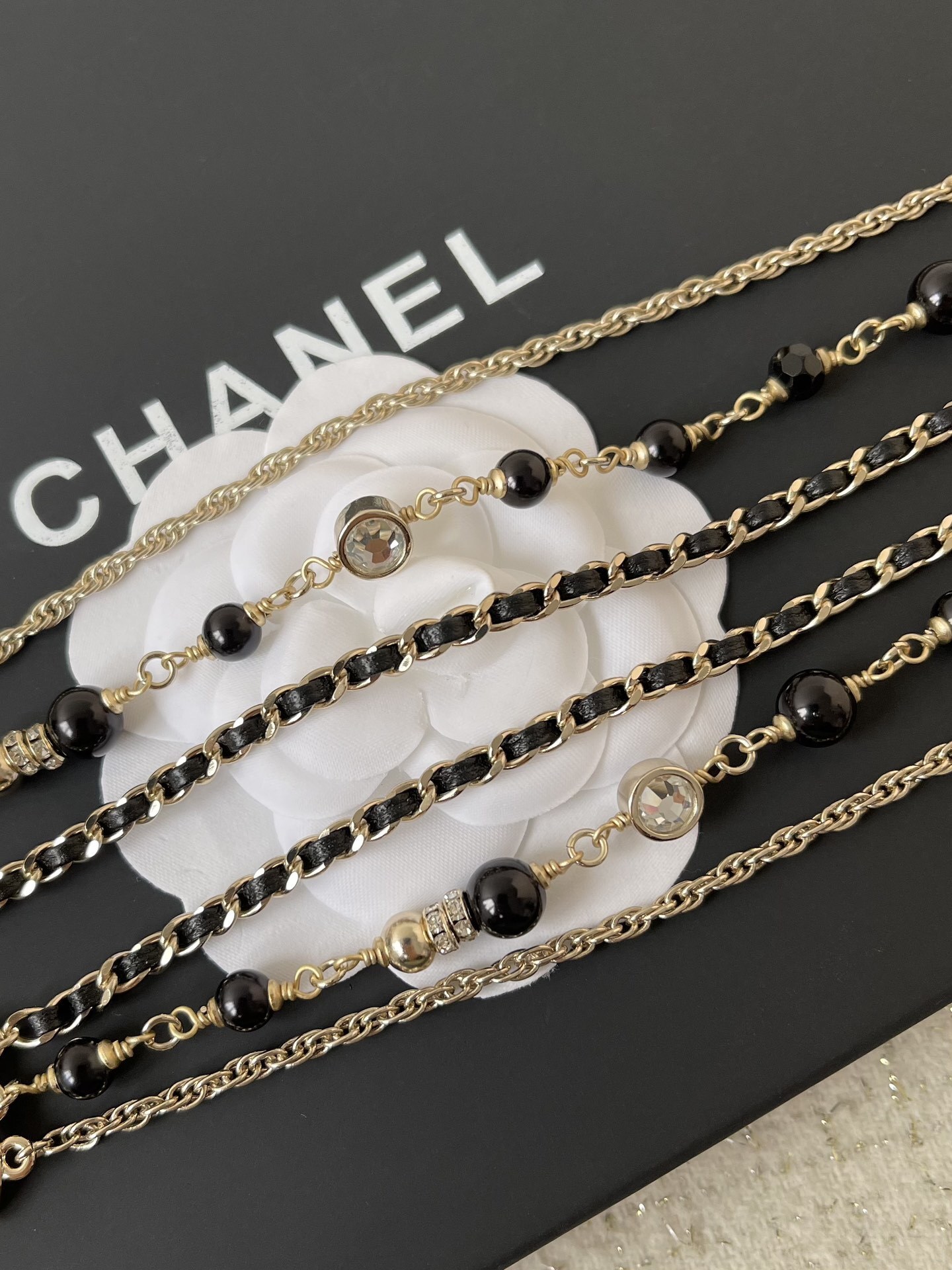 Luxury CC Logo Multi-Layer Long Necklace & Stud Earrings Set
