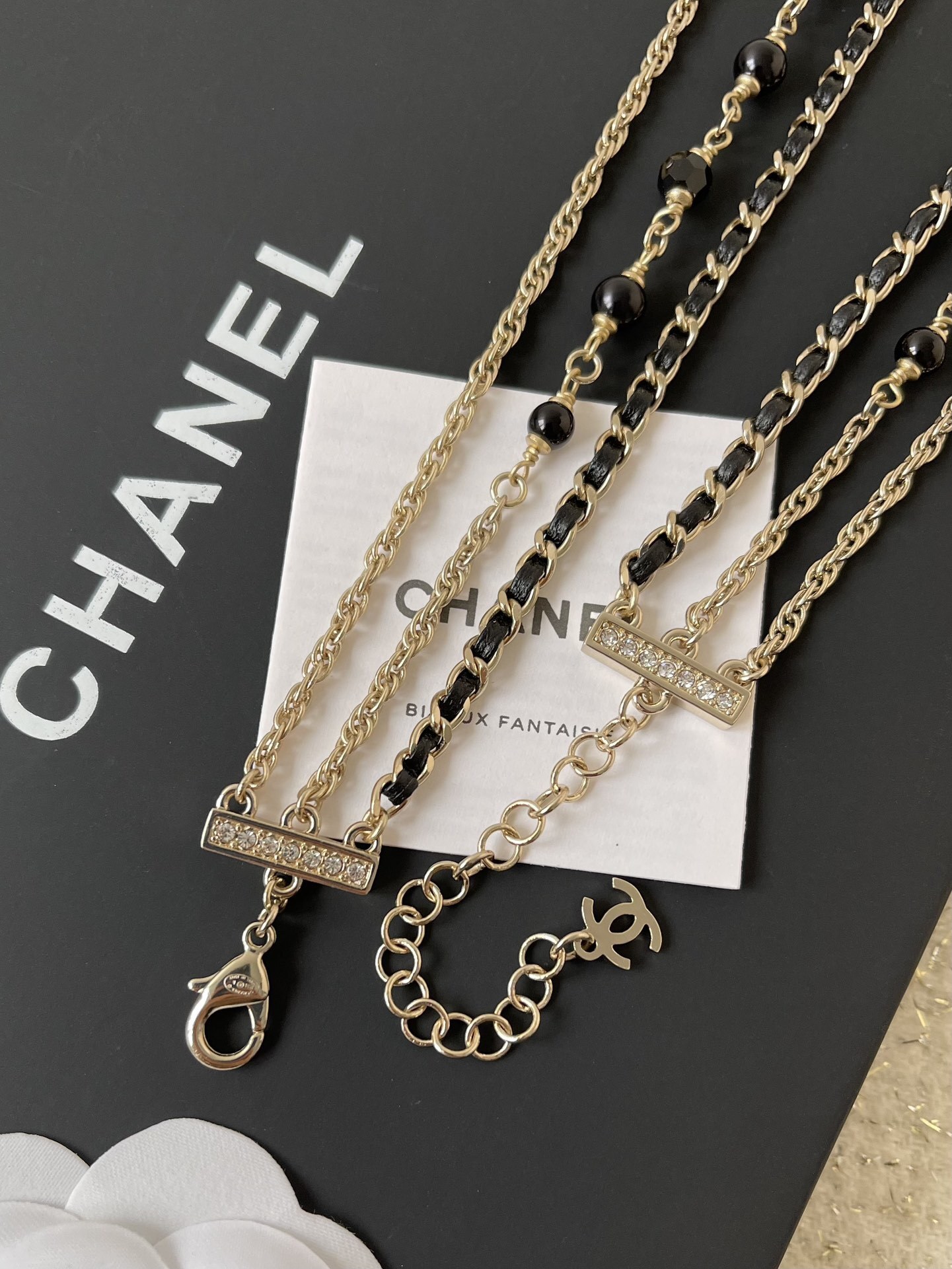 Luxury CC Logo Multi-Layer Long Necklace & Stud Earrings Set