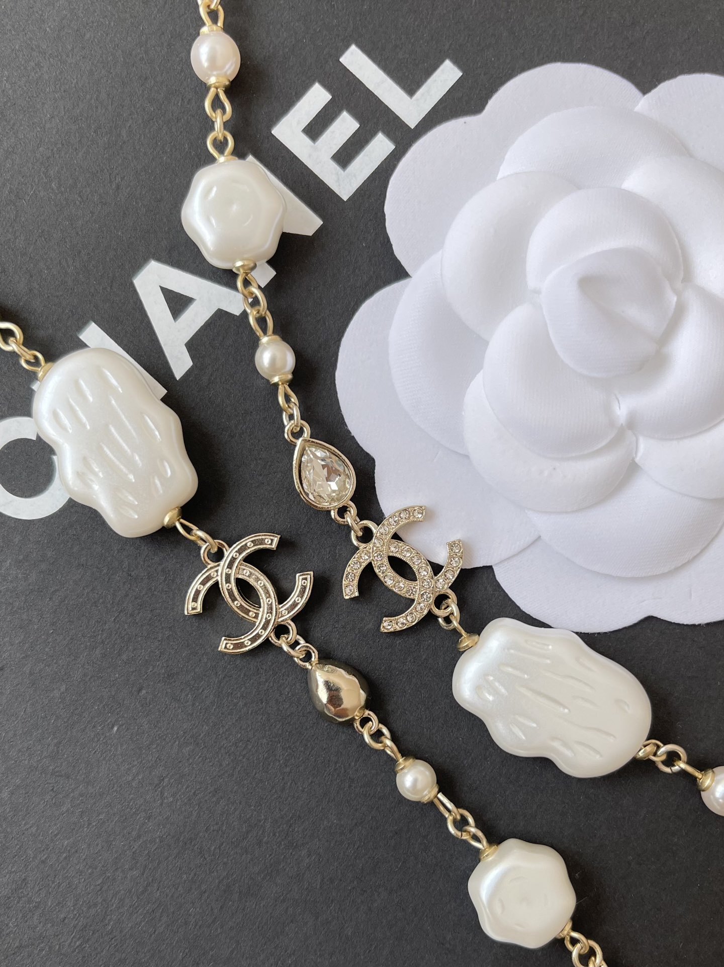 Chanel CC Logo Pearl & Crystal Long Necklace - 2024/25 Collection