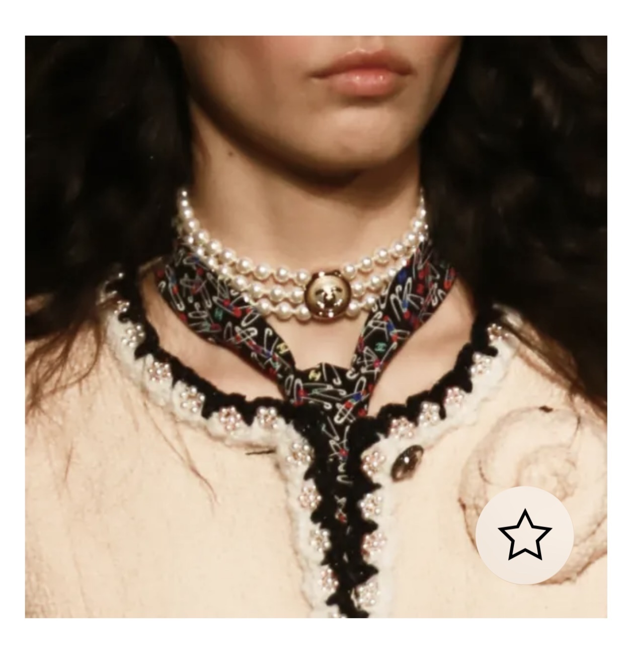 Chanel Triple Strand Pearl Choker Necklace with Gold CC Logo