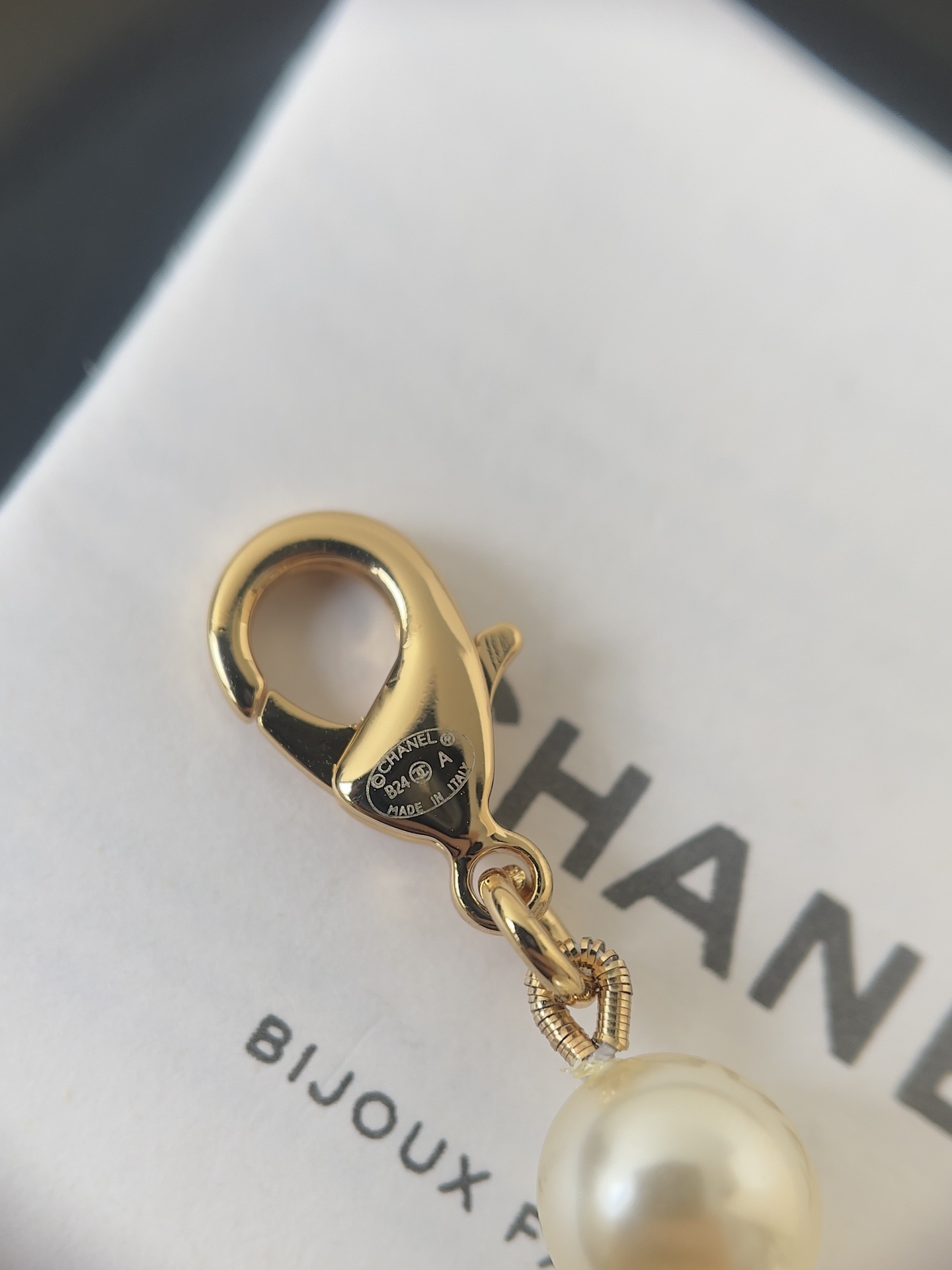 Chanel Pearl Choker Necklace with Gold-Tone CC Logo Medallion