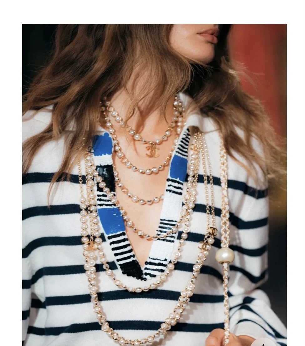 Elegant Gold-Tone Pearl Necklace with Double C Logo Pendant