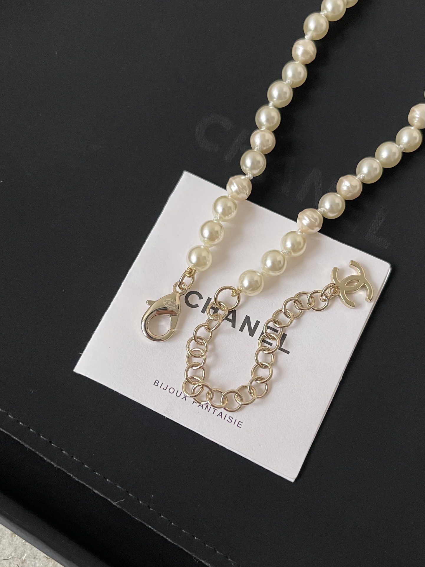 Luxury Chanel Pearl Necklace with Crystal Clover Flower Pendant