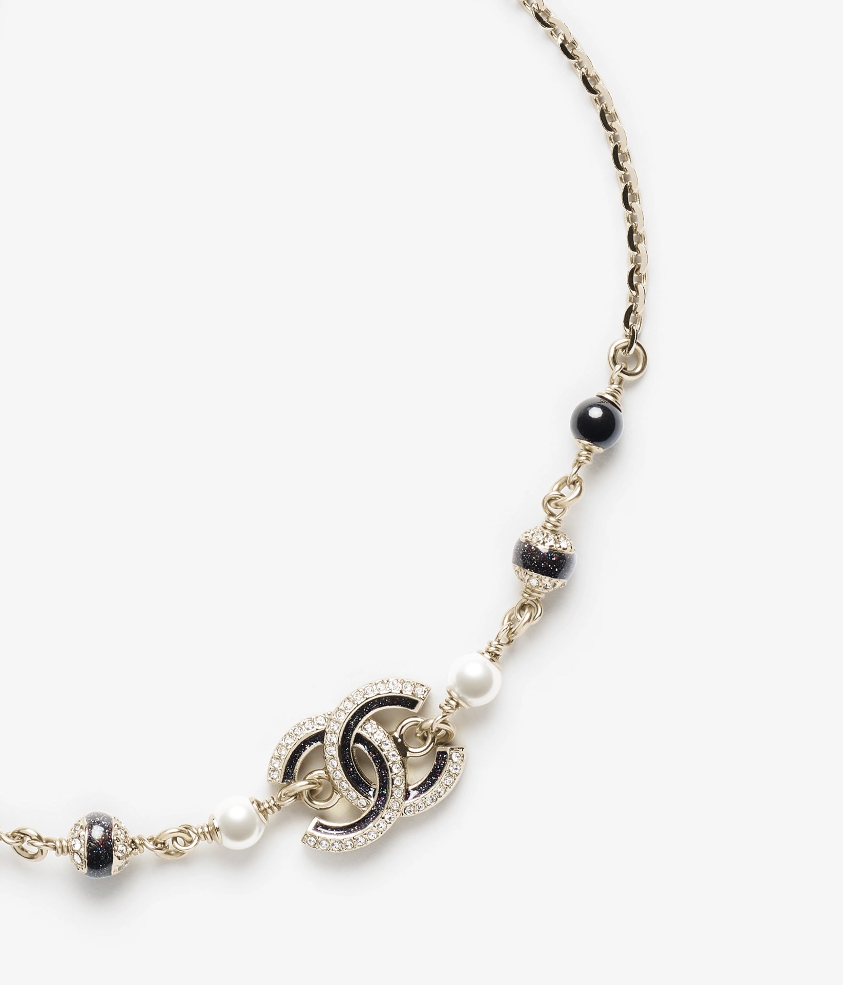 Chanel CC Logo Necklace Gold Metal Pearls & Rhinestones 2025/26