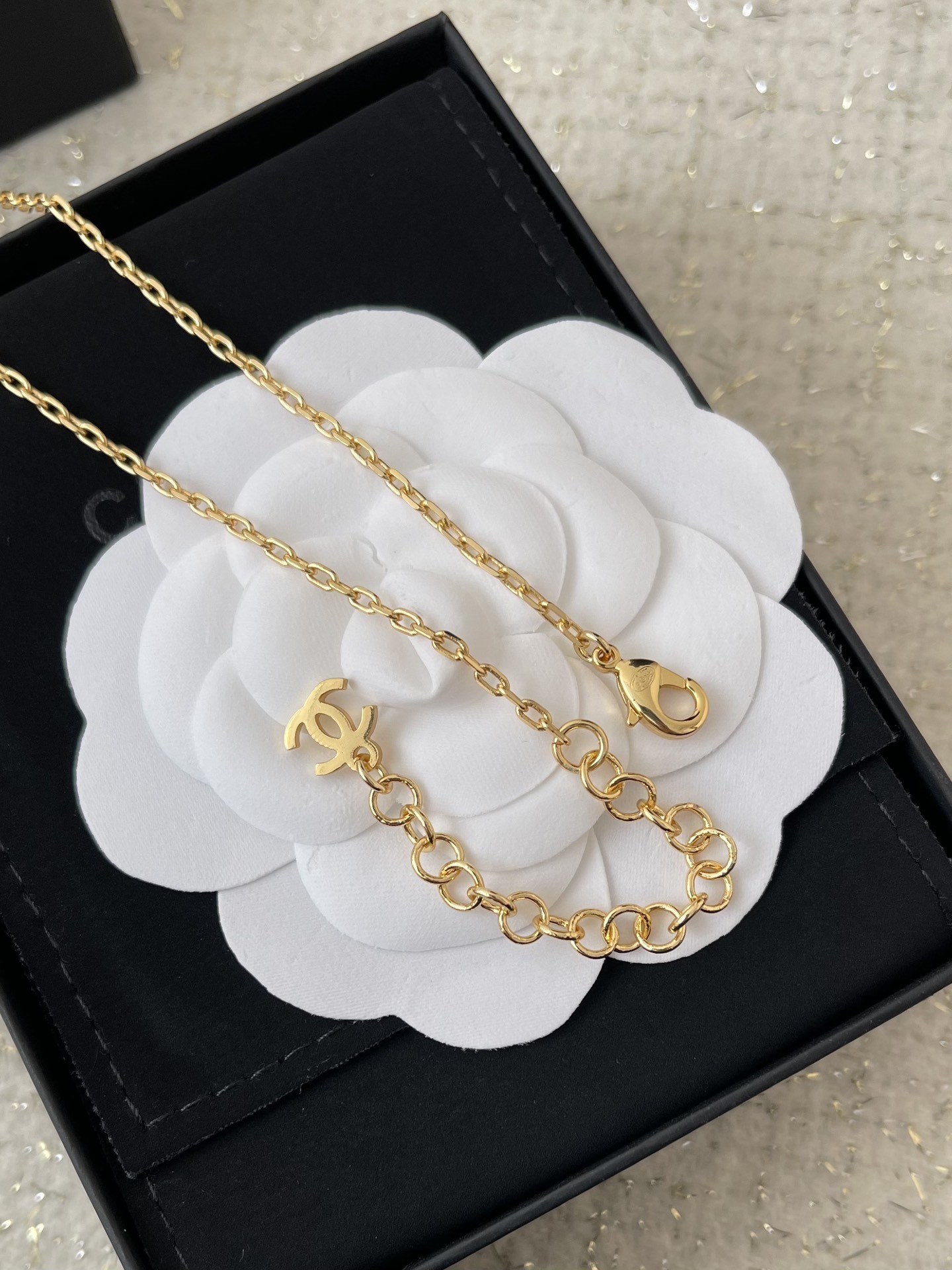 Elegant Gold Double C Crystal Necklace and Earrings Jewelry Set