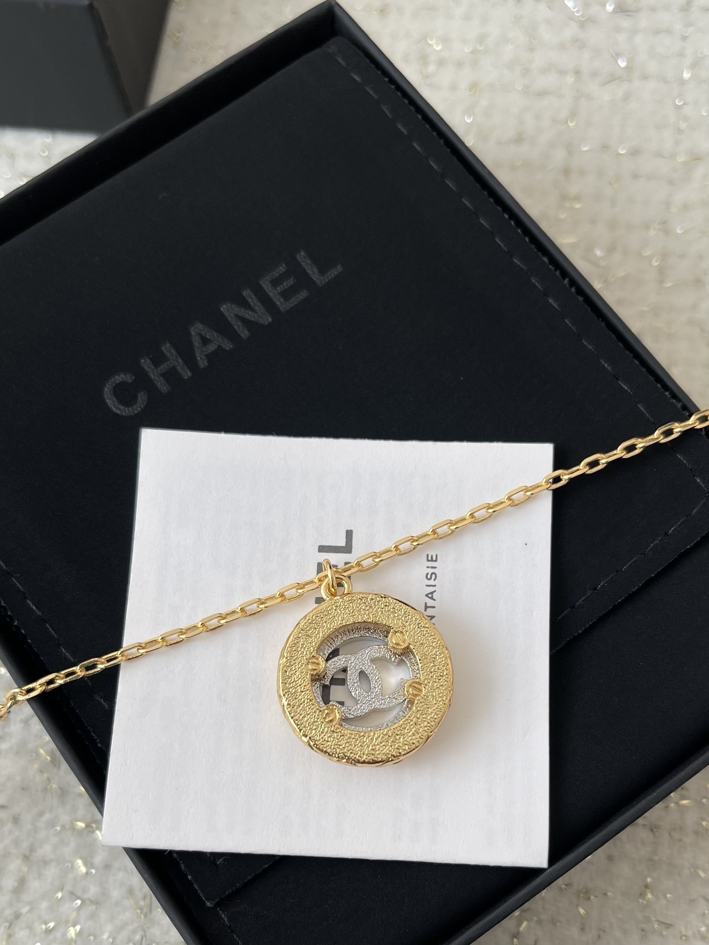 Elegant Gold Double C Crystal Necklace and Earrings Jewelry Set