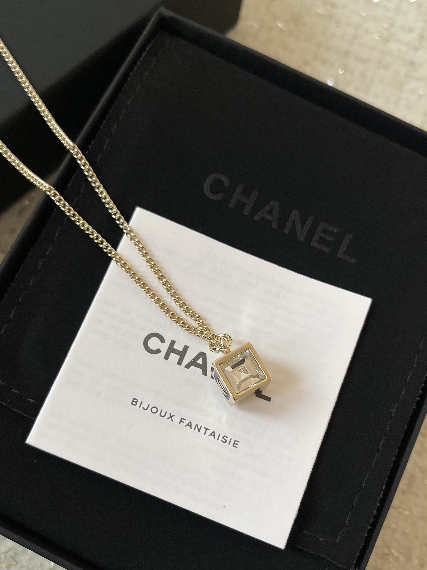 Elegant CC Cube Pendant Necklace - Luxury Designer Jewelry for Women