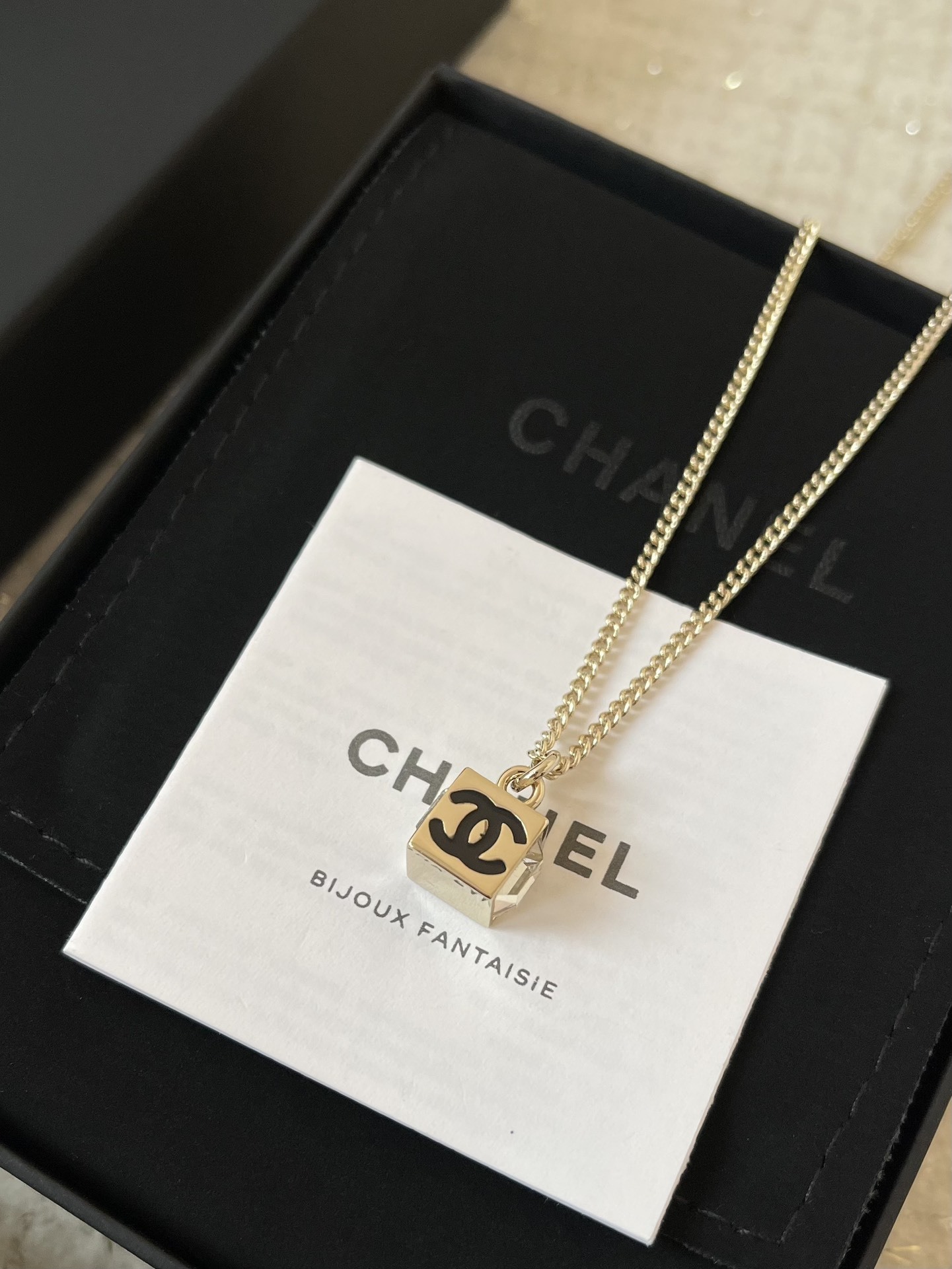 Elegant CC Cube Pendant Necklace - Luxury Designer Jewelry for Women
