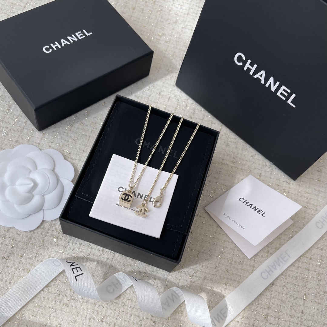 Elegant CC Cube Pendant Necklace - Luxury Designer Jewelry for Women