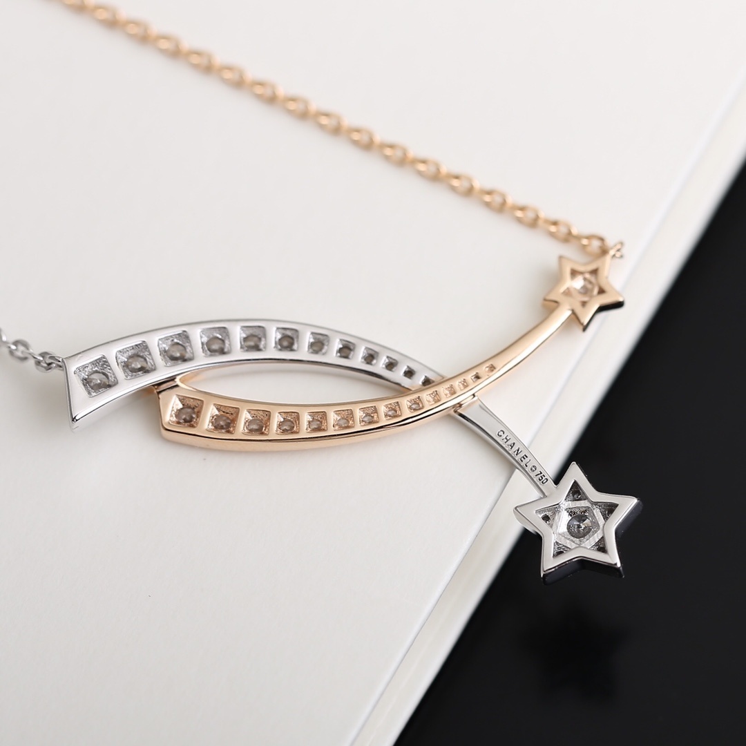 Luxury Étoile Filante 18K Gold Shooting Star Diamond Necklace