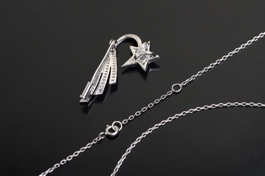 Elegant Shooting Star Jewelry Set - Necklace, Earrings & Brooch