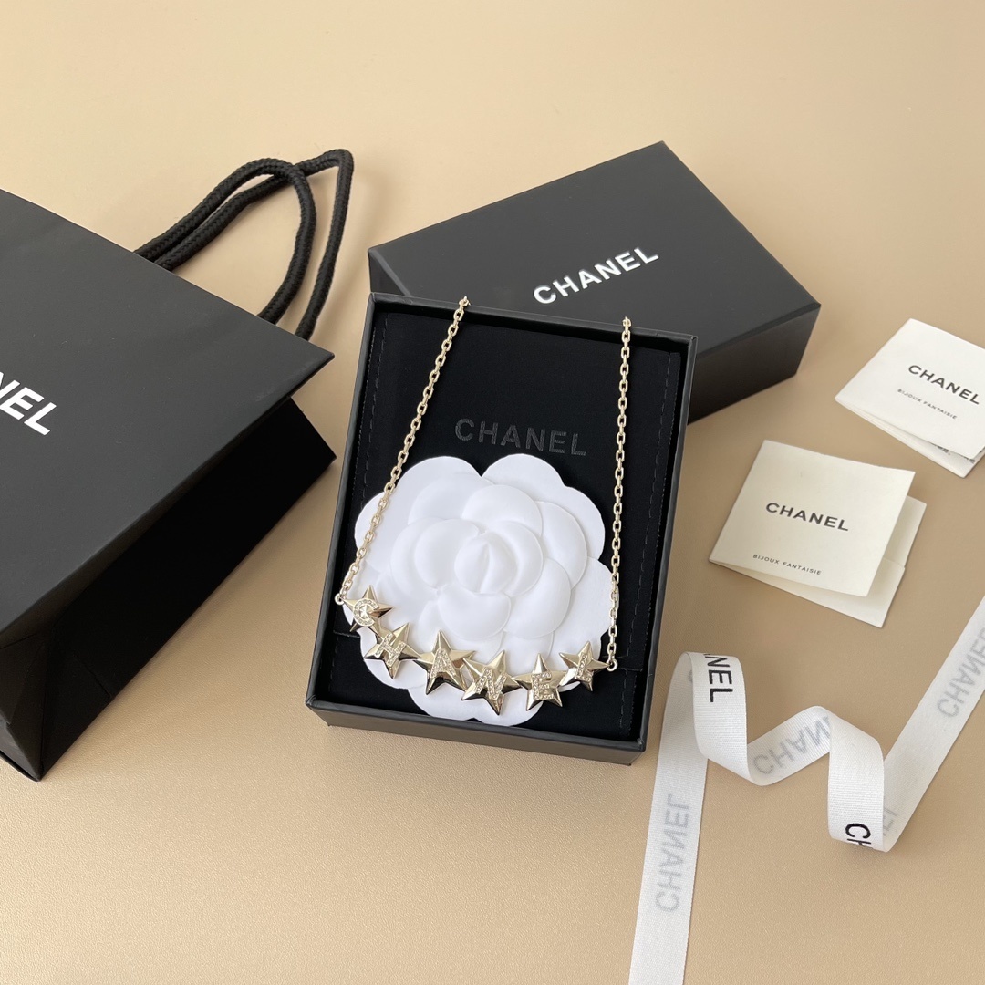 Chanel Star Lettering Necklace & Crystal CC Logo Jewelry Collection