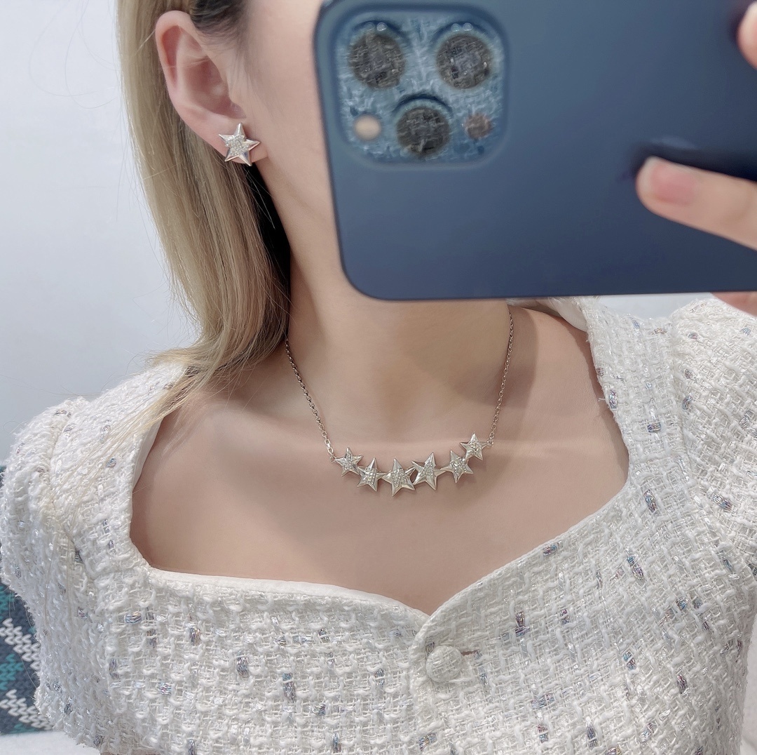 Chanel Star Lettering Necklace & Crystal CC Logo Jewelry Collection