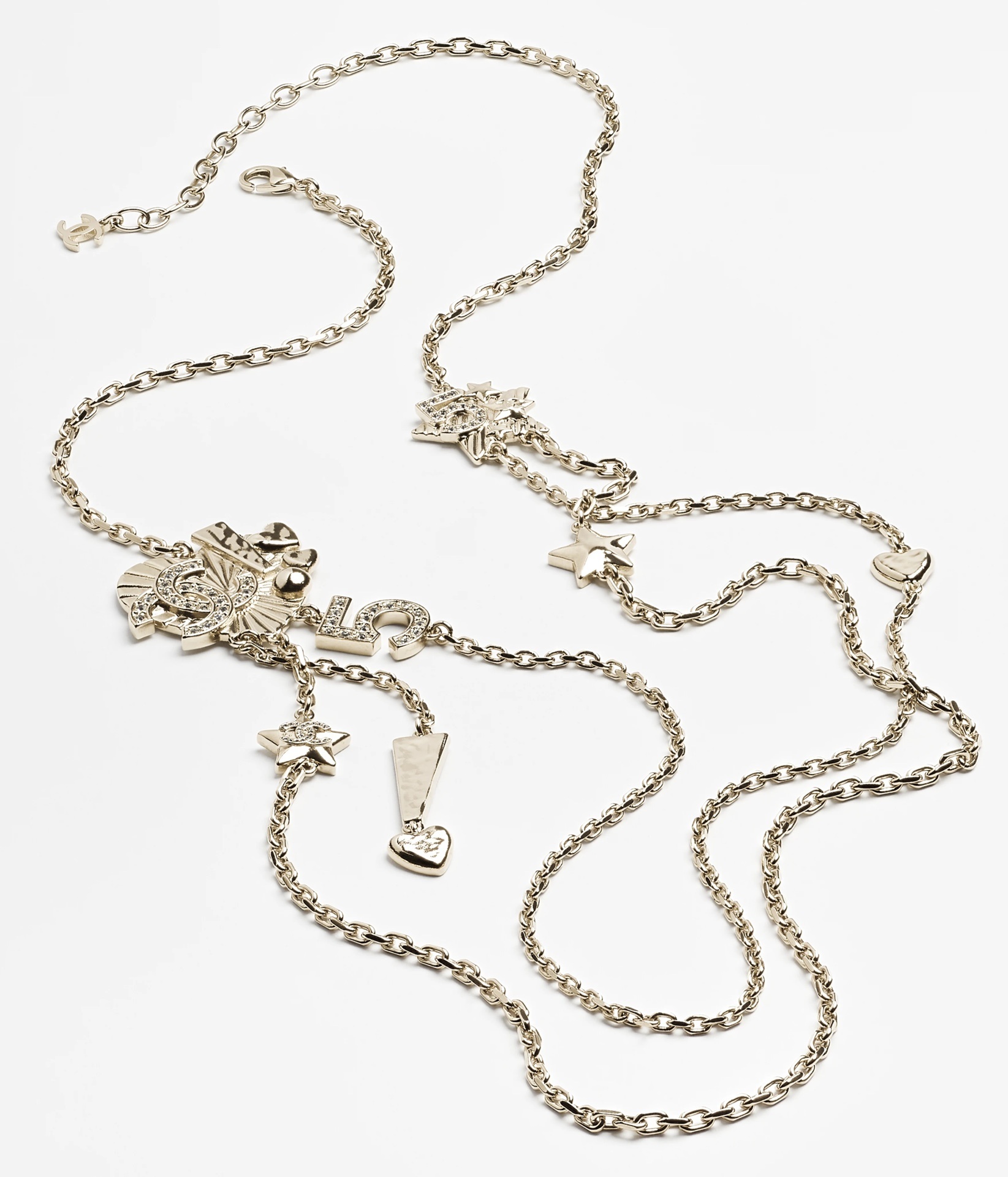 Chanel Fall-Winter 2025/26 Gold Metal & Crystal Long Necklace