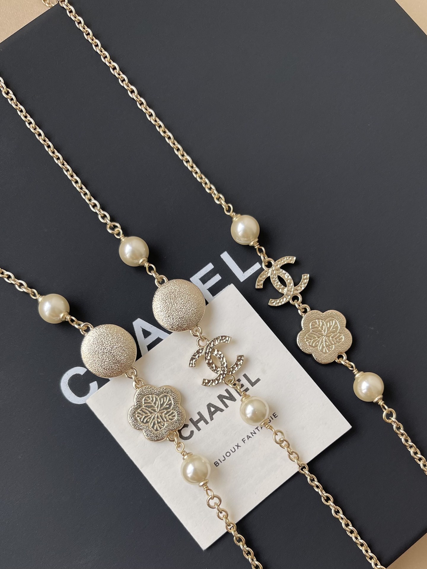 Chanel 2024/25 Metiers d'Art Long Necklace - Gold, Pearl & Camellia