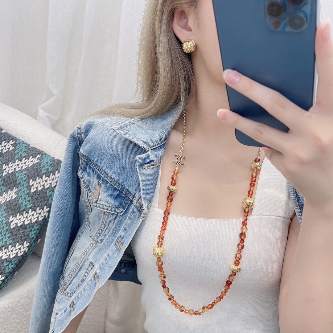 Chanel 2024/25 Métiers d'Art Long Necklace - Amber Resin & Gold