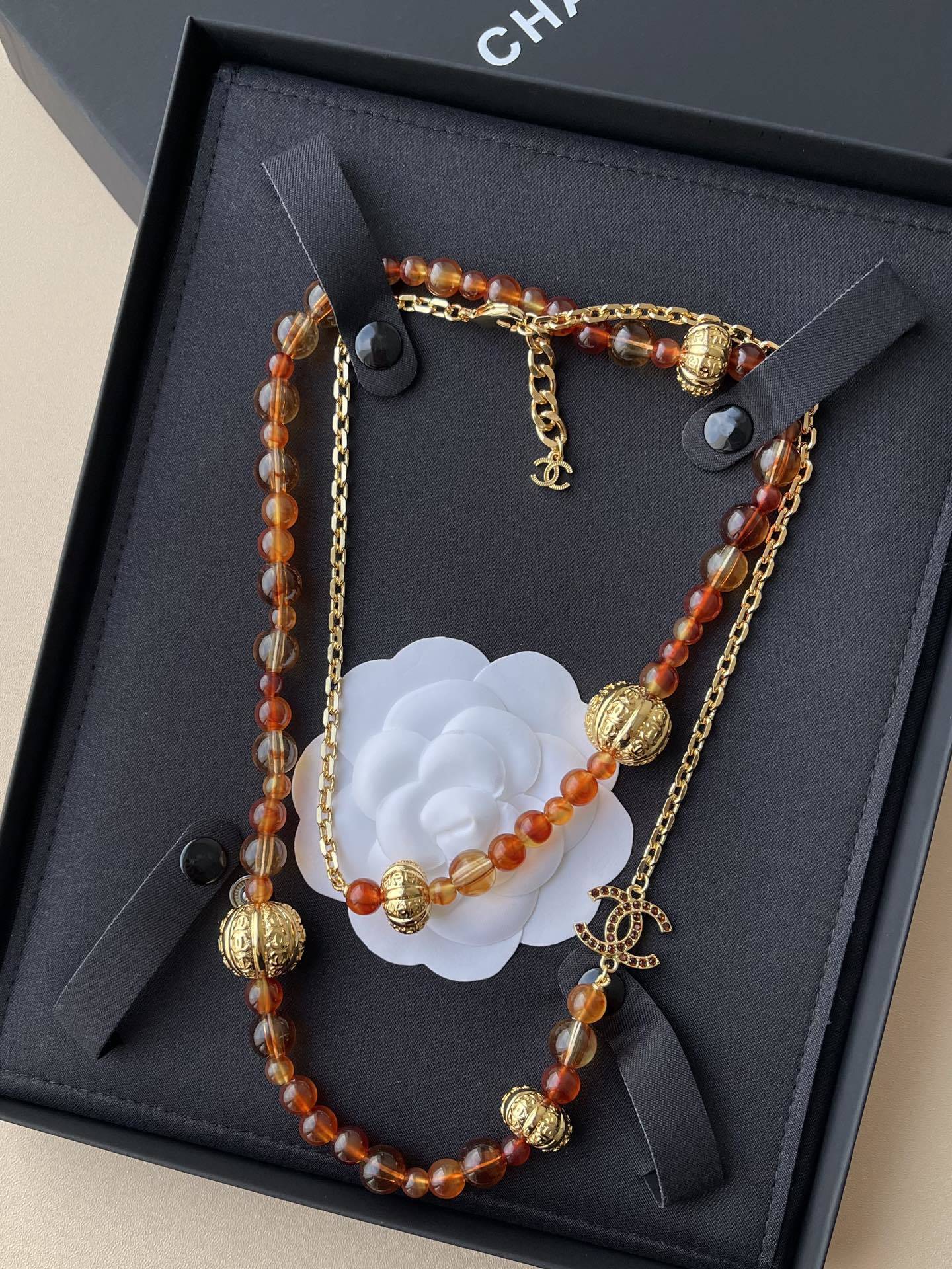 Chanel 2024/25 Métiers d'Art Long Necklace - Amber Resin & Gold