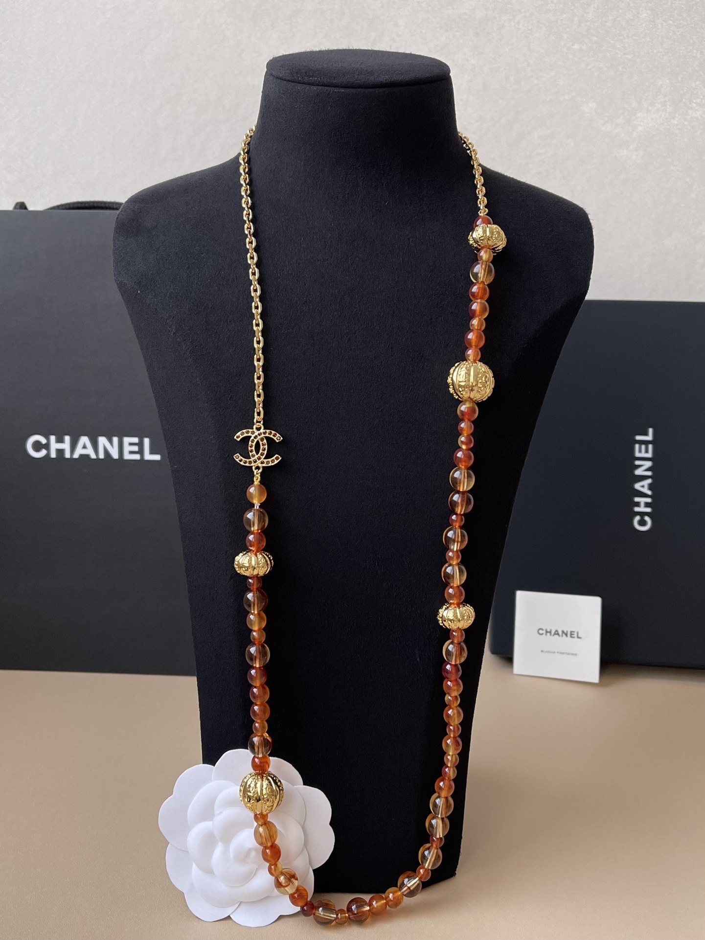 Chanel 2024/25 Métiers d'Art Long Necklace - Amber Resin & Gold