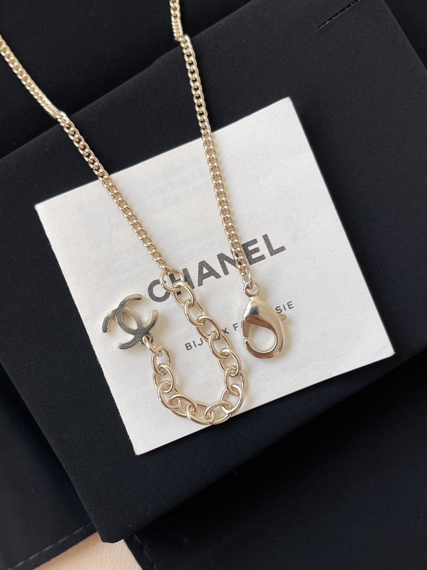 Chanel CC Logo Pink Enamel Pendant Necklace in Gold Tone