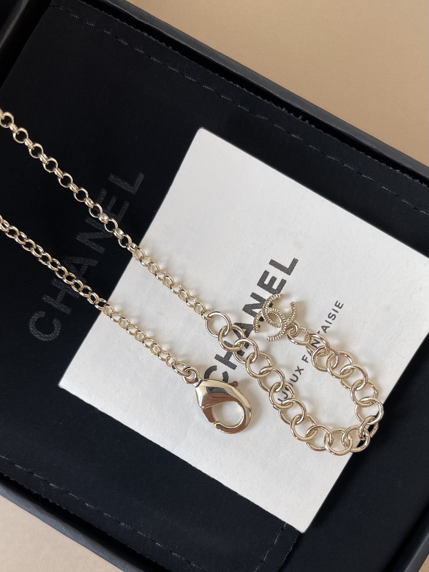Chanel CC Logo Heart Crystal Y-Necklace in Gold Tone Luxury