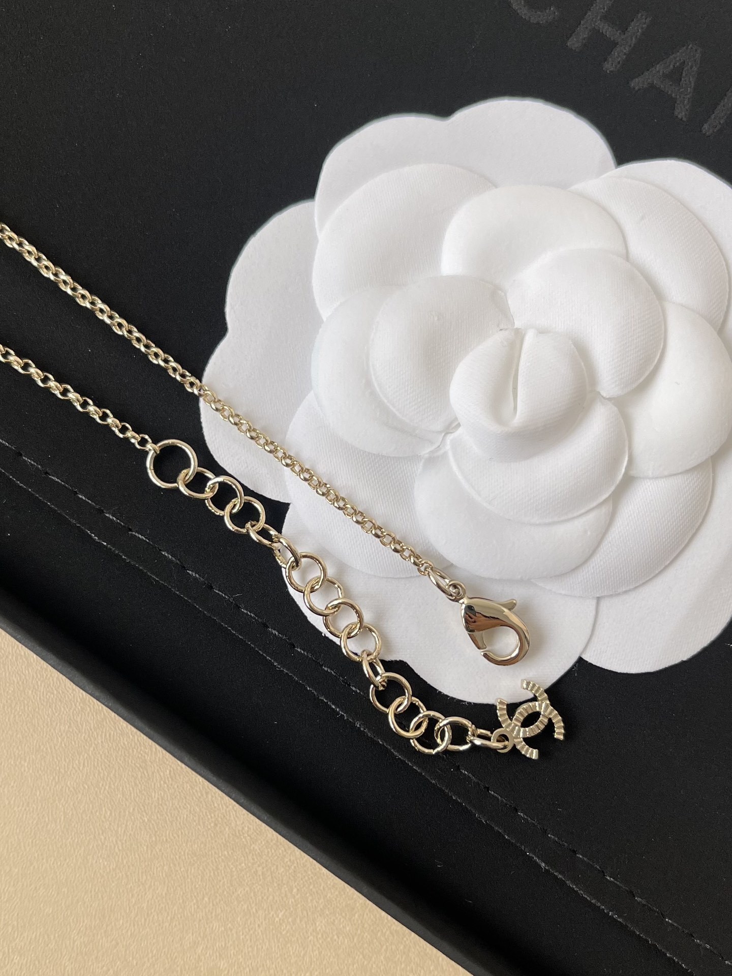 Luxury Pearl & Crystal CC Logo Necklace & Earrings Set