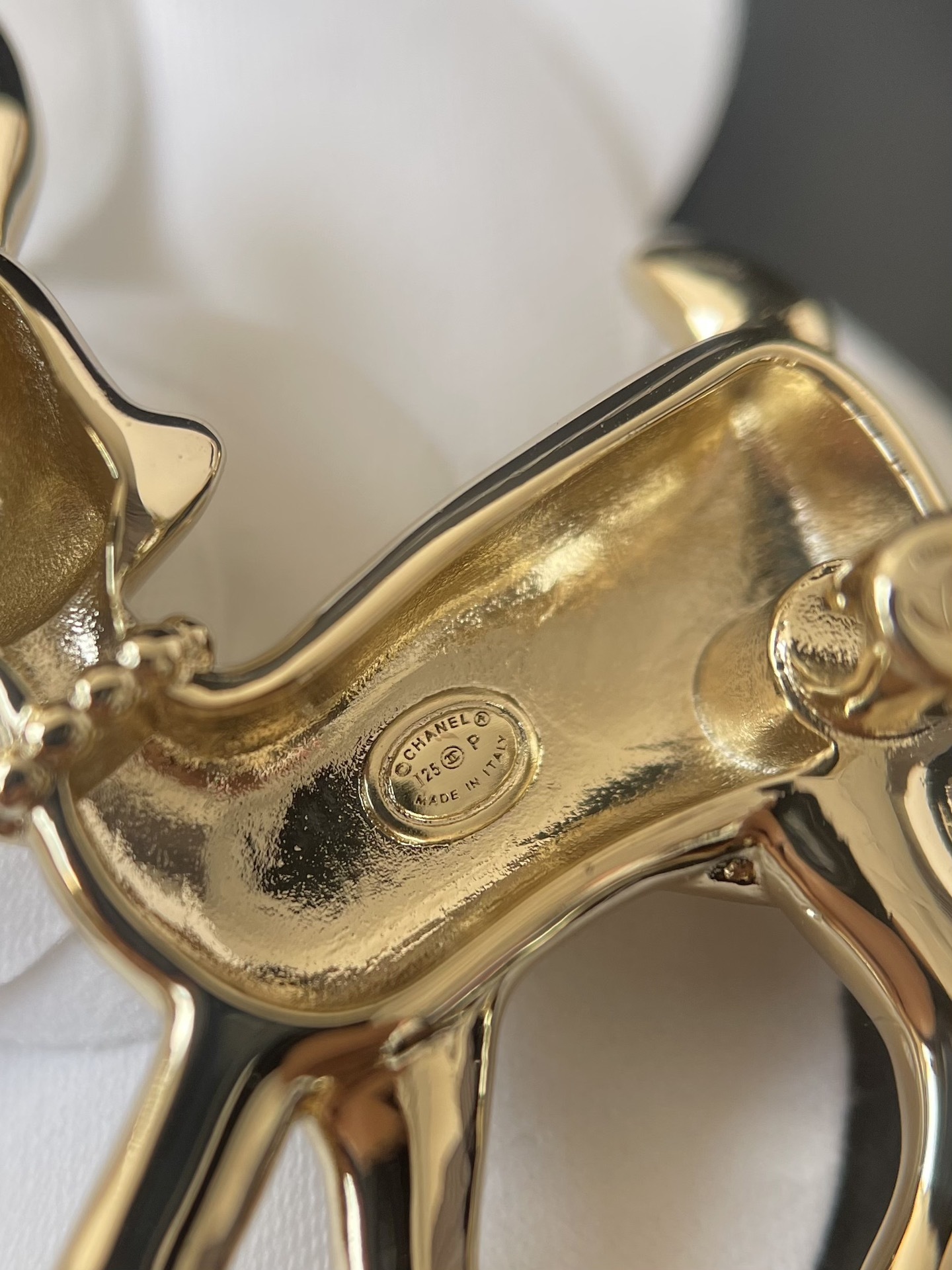 Luxury Gold Fawn Deer Brooch with Crystal CC Logo Accent