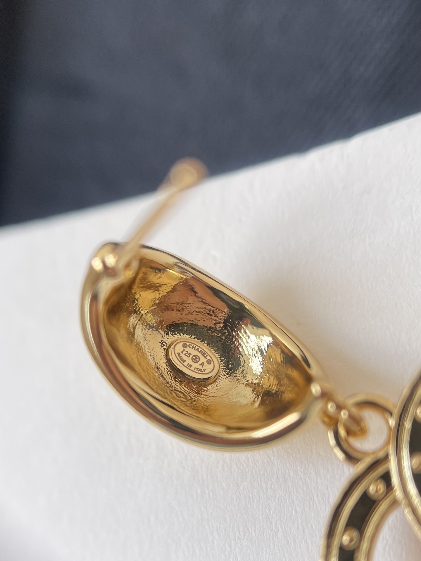 Luxury CC Logo Gold Drop Earrings with Amber Crystal Accents