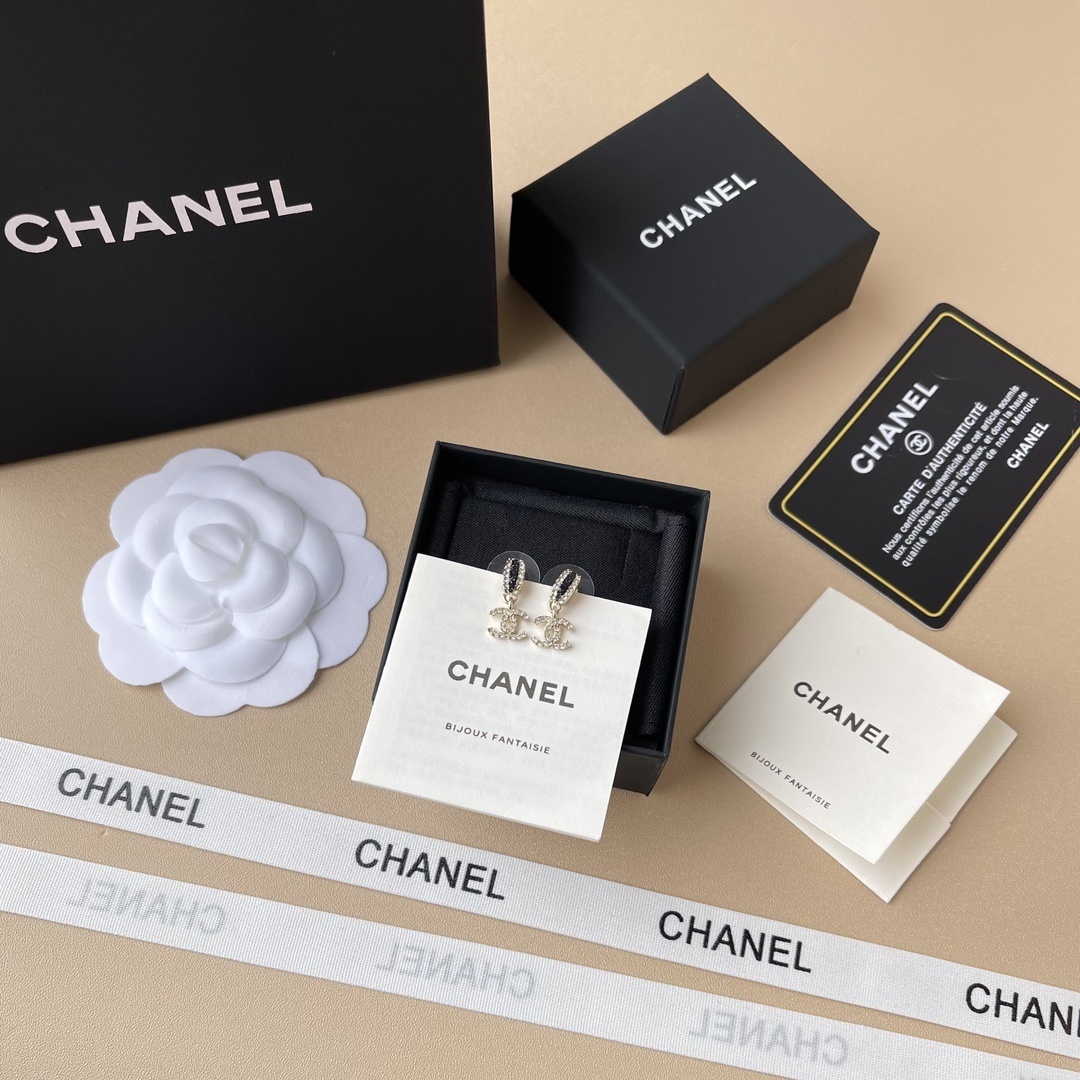 Chanel CC Logo Crystal Drop Earrings - Classic Luxury Jewelry