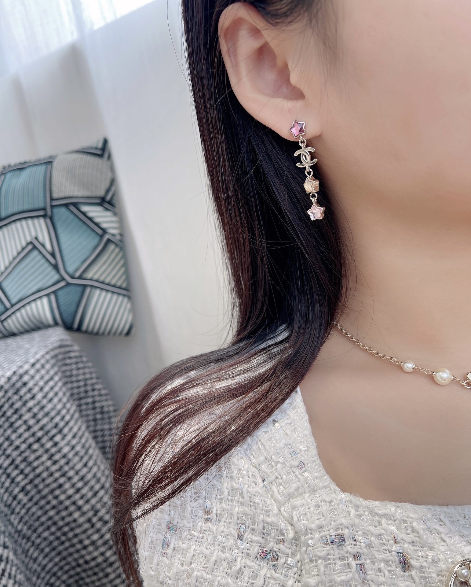 Chanel 2025 Pre-Collection Gold & Multicolour Star Pendant Earrings