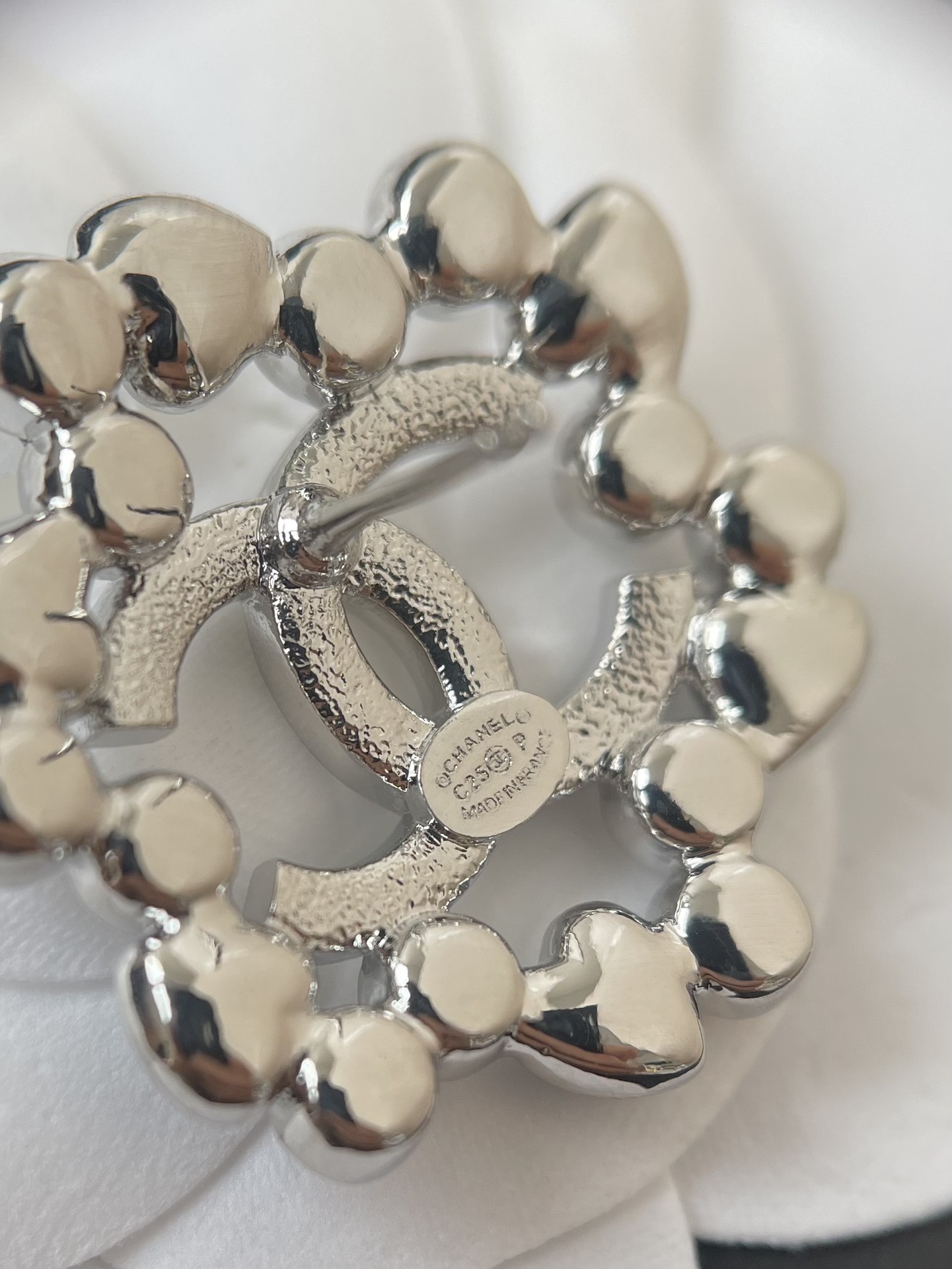 Elegant CC Logo Floral Stud Earrings with Blue & Pink Pastel Stones