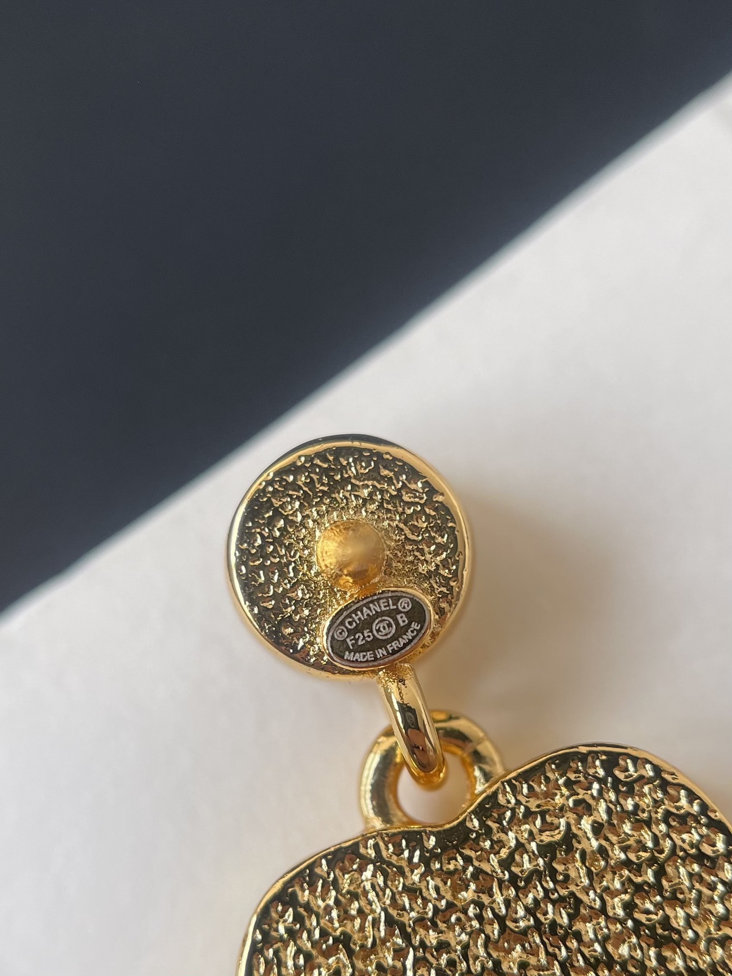 Chanel Black Enamel Heart Earrings with Crystal CC Logo & Gold Tone