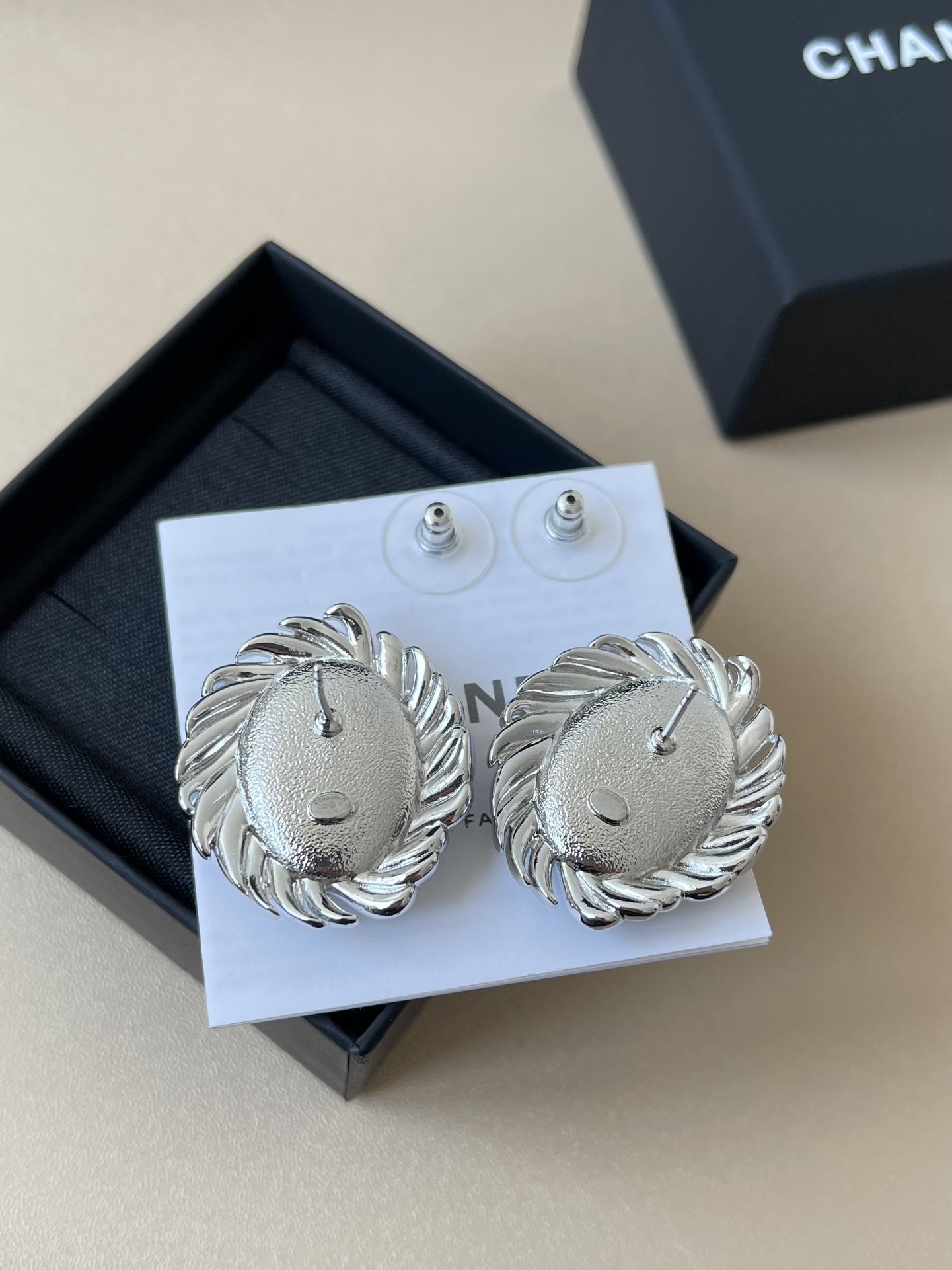 Elegant Black & Silver CC Crystal Statement Earrings for Women