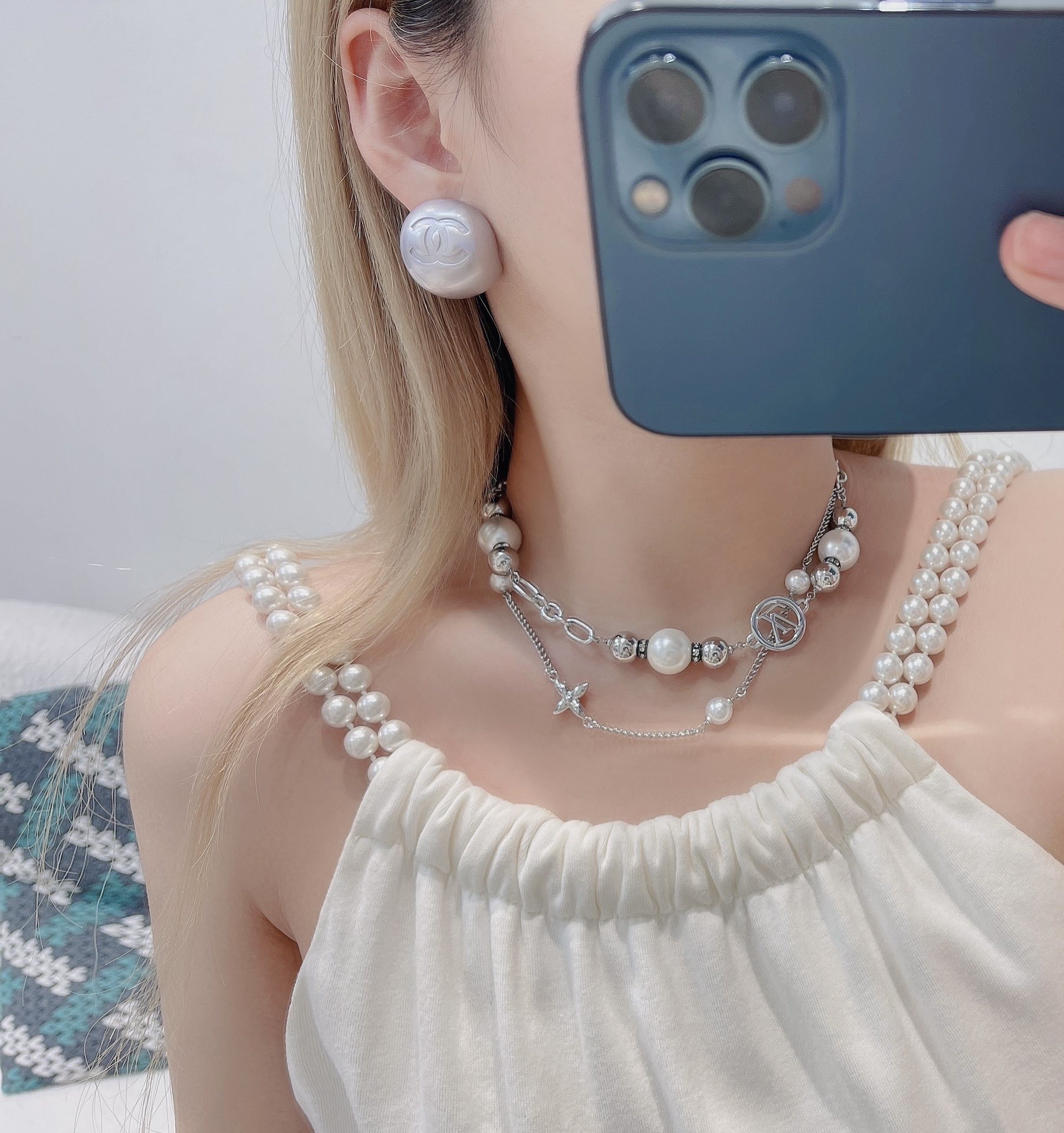 Chanel CC Logo Oversized Pearl Stud Earrings - Luxury Jewelry Gift