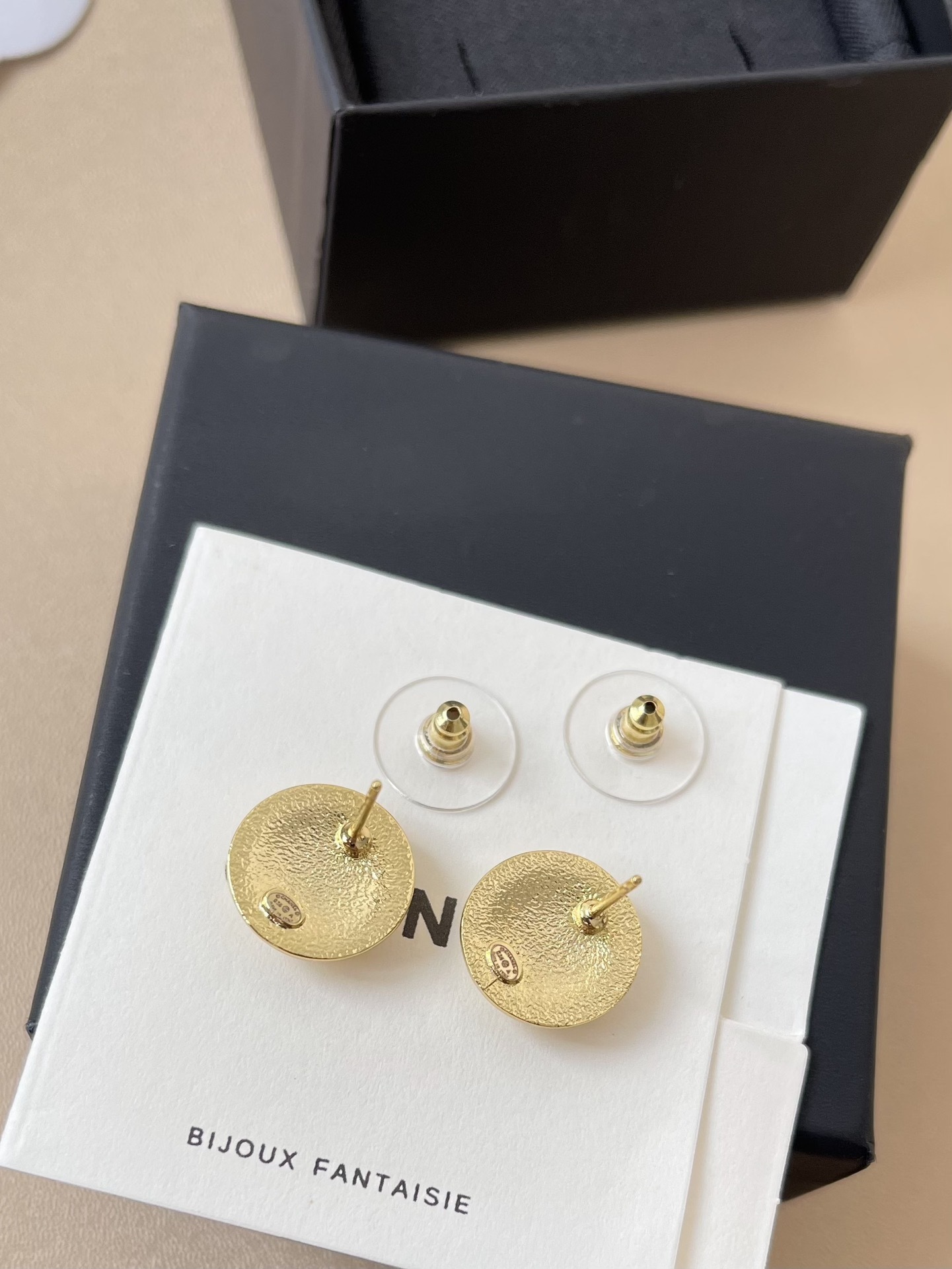 Vintage Gold-Tone CC Logo Button Earrings - Elegant Jewelry Gift