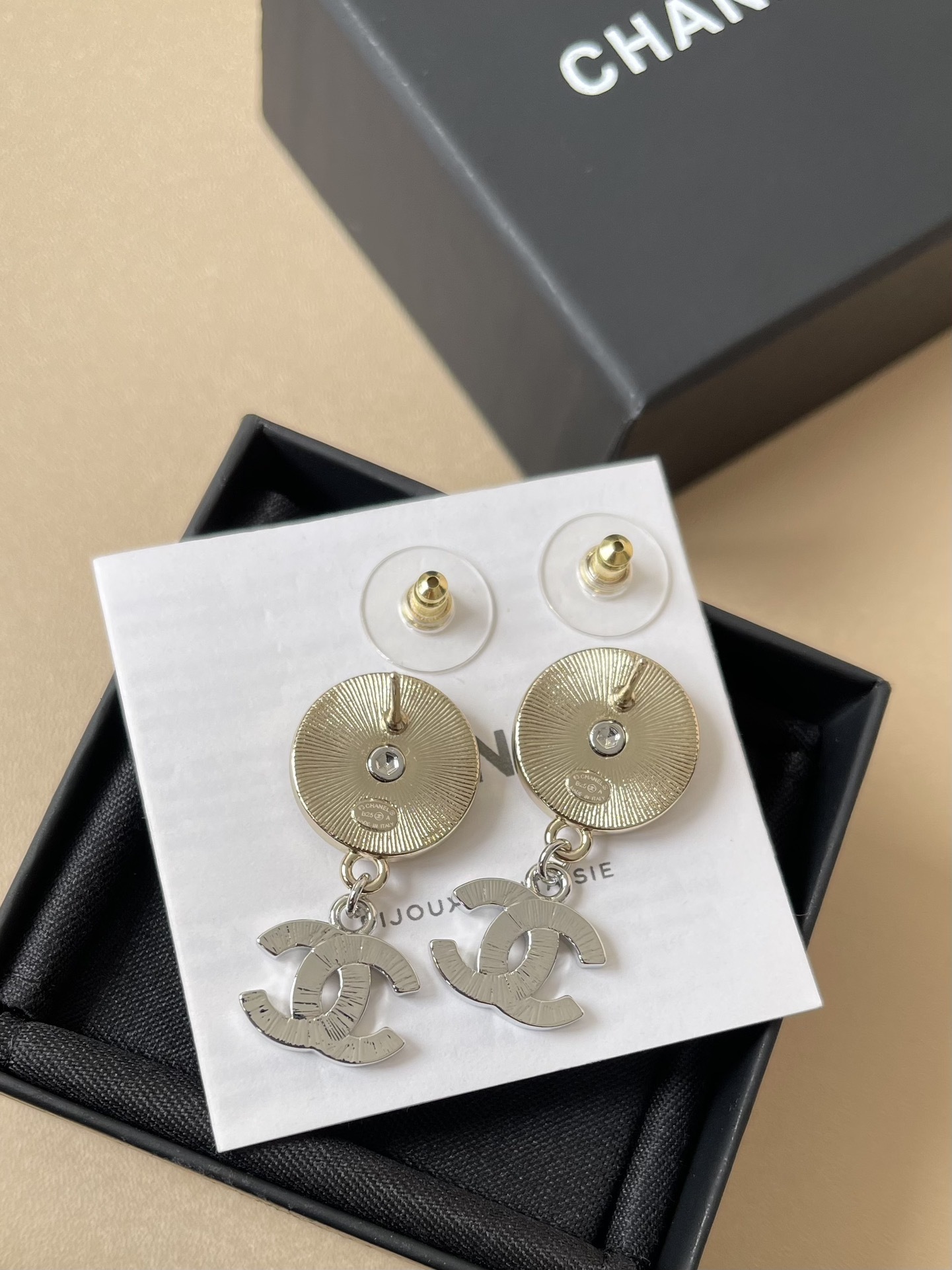 Chanel Crystal Star and CC Logo Dangle Earrings - Elegant Jewelry