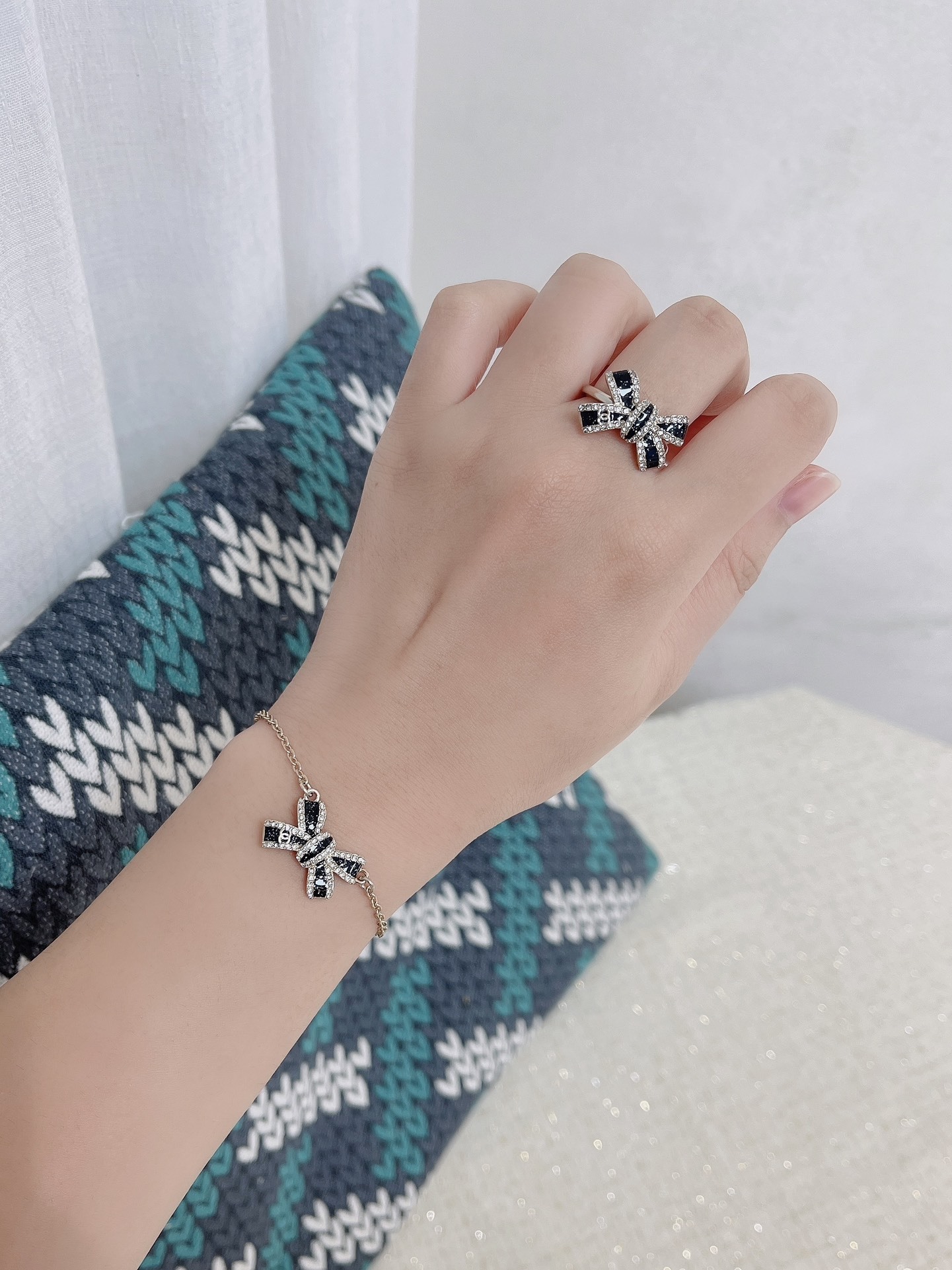 Luxury Bow Crystal Jewelry Set – Elegant Ring, Necklace & Bracelet