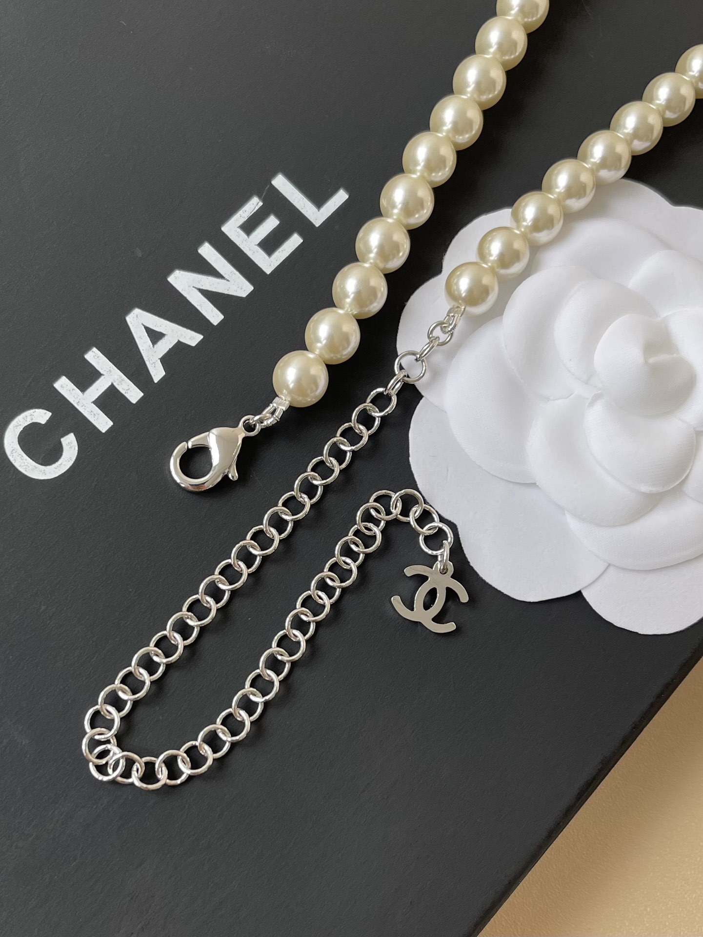 Luxury Pearl Necklace and Waist Chain Set with Crystal Logo
