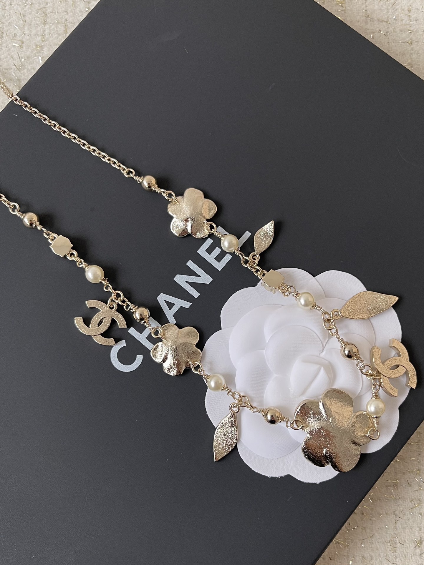 Luxury Camellia Pearl Waist Chain Belt & Long Necklace