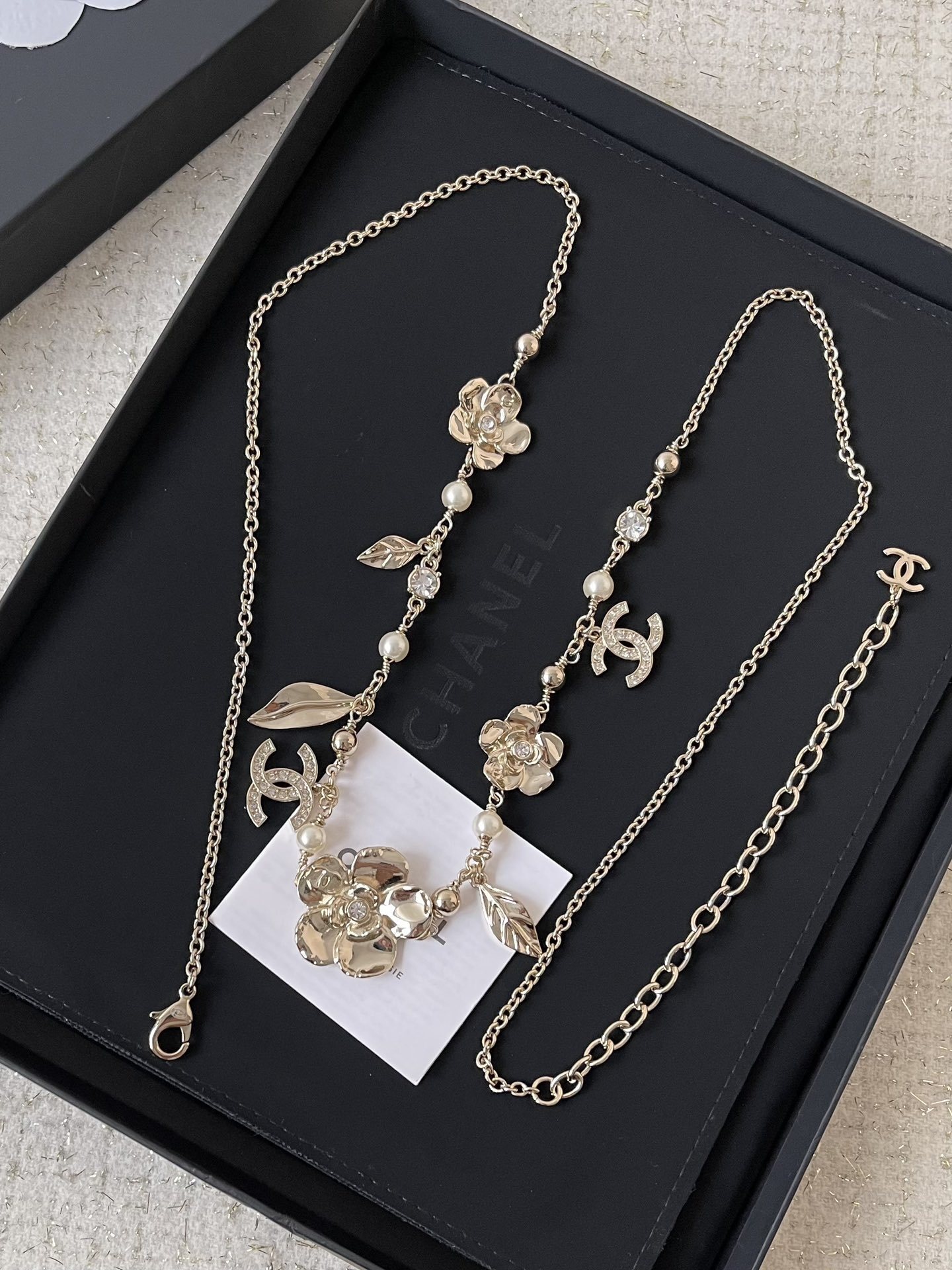 Luxury Camellia Pearl Waist Chain Belt & Long Necklace