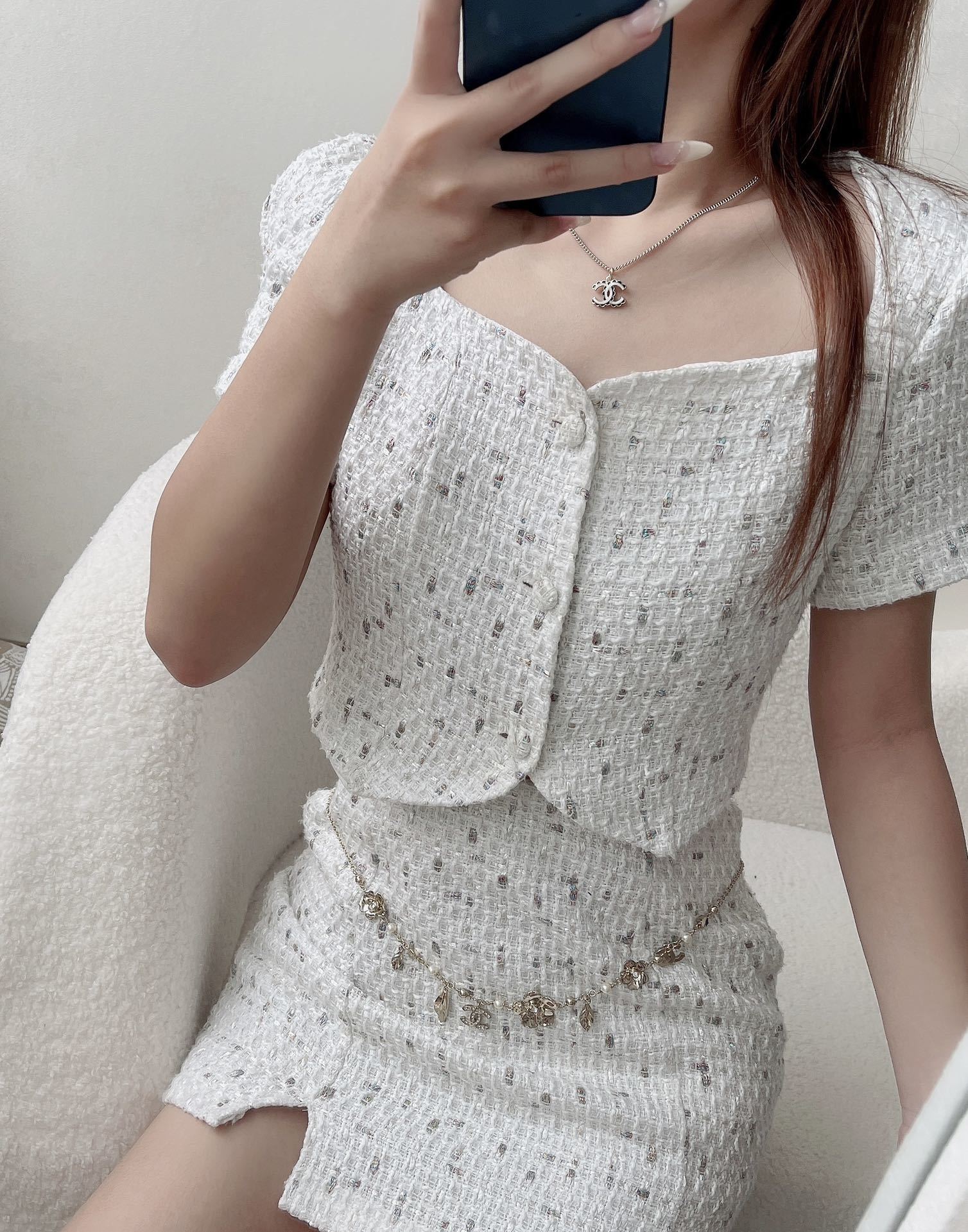 Luxury Camellia Pearl Waist Chain Belt & Long Necklace