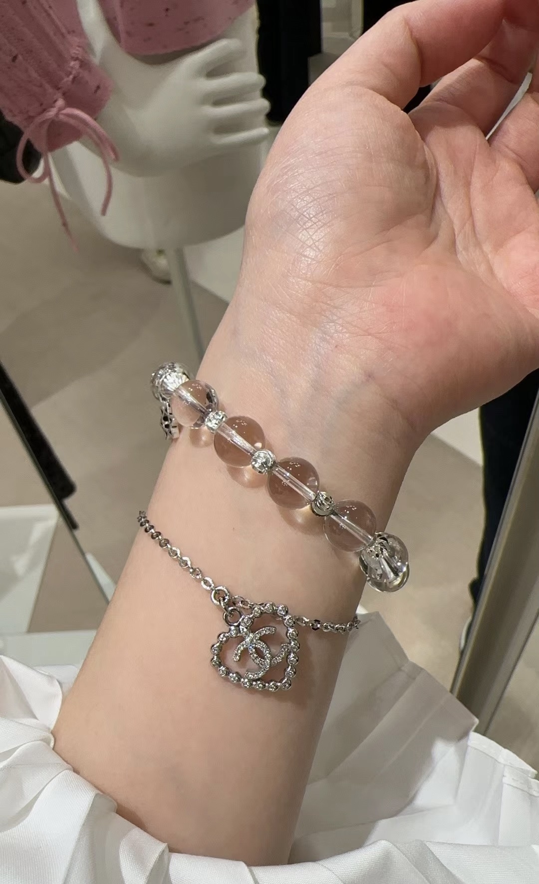 Luxury Heart Crystal CC Logo Bracelet - 2025 Spring Summer Edition