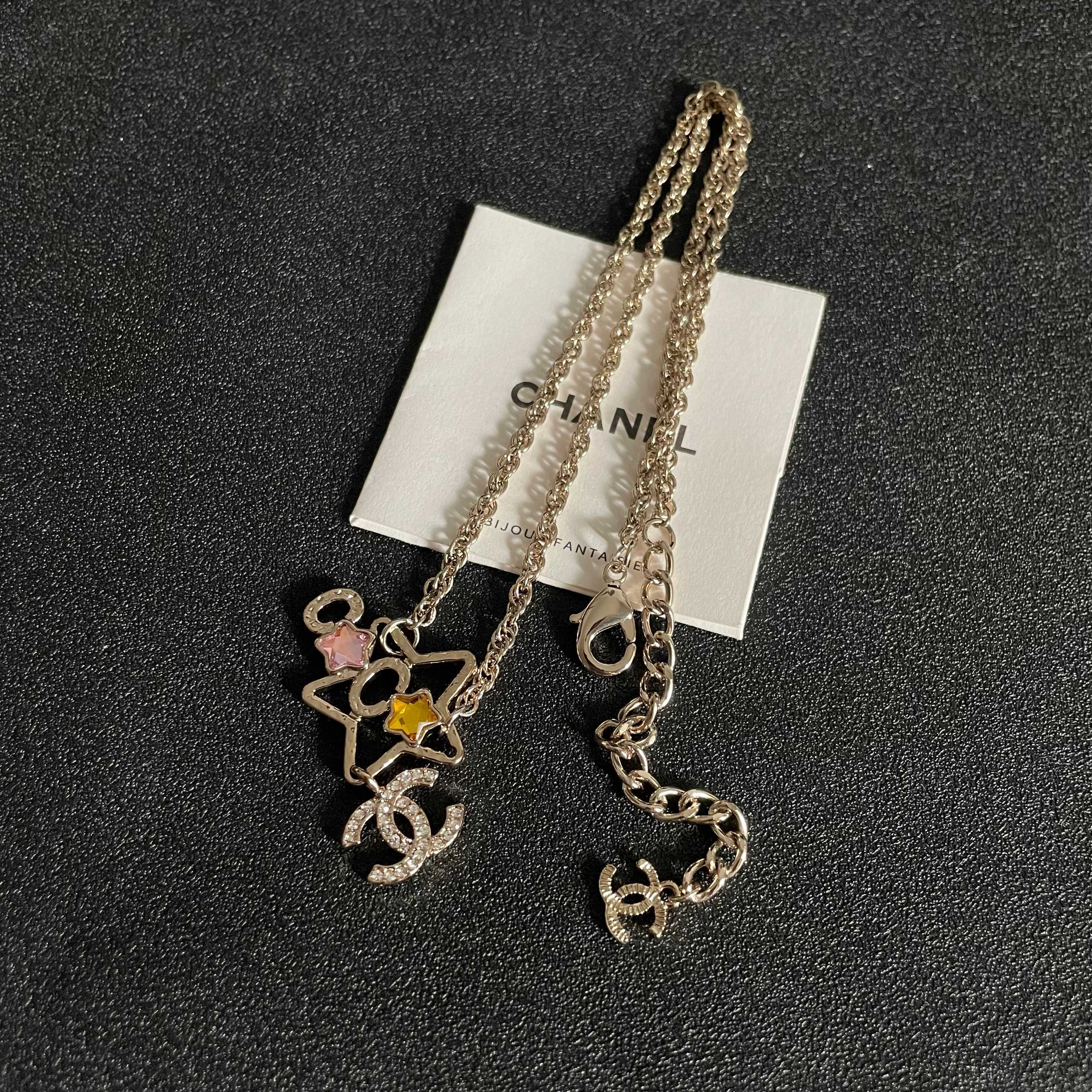 Elegant Star and CC Crystal Logo Pendant Necklace for Women